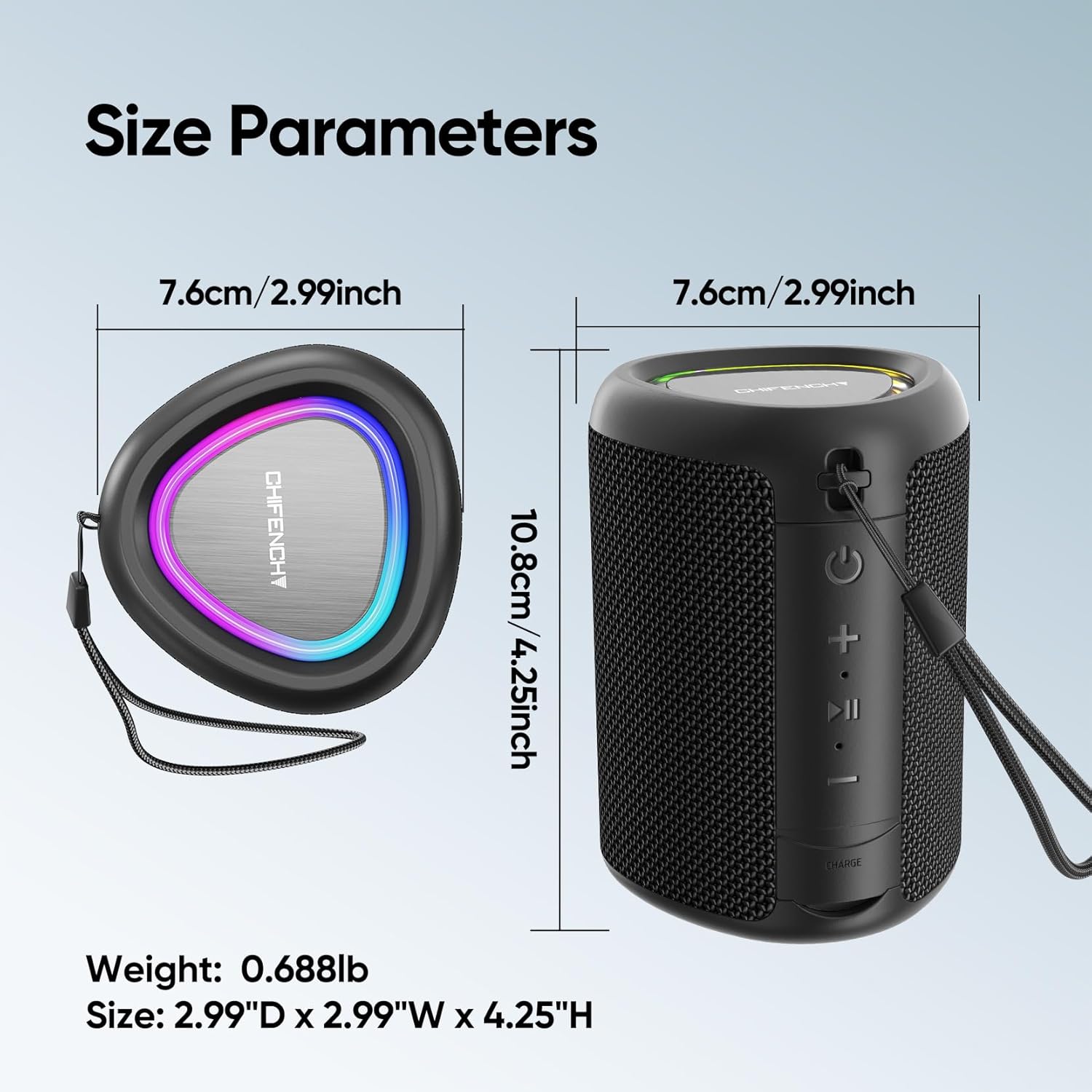 Portable Bluetooth Speaker Beach Essentials: Powerful Crystal Clear Sound/Dynamic Light/IPX5 Waterproof/All Day Playtime/Wireless BT 5.3/TWS Paring, Mom Gifts, Outdoor|Travel|Camping|Pool Accessories - Image 8
