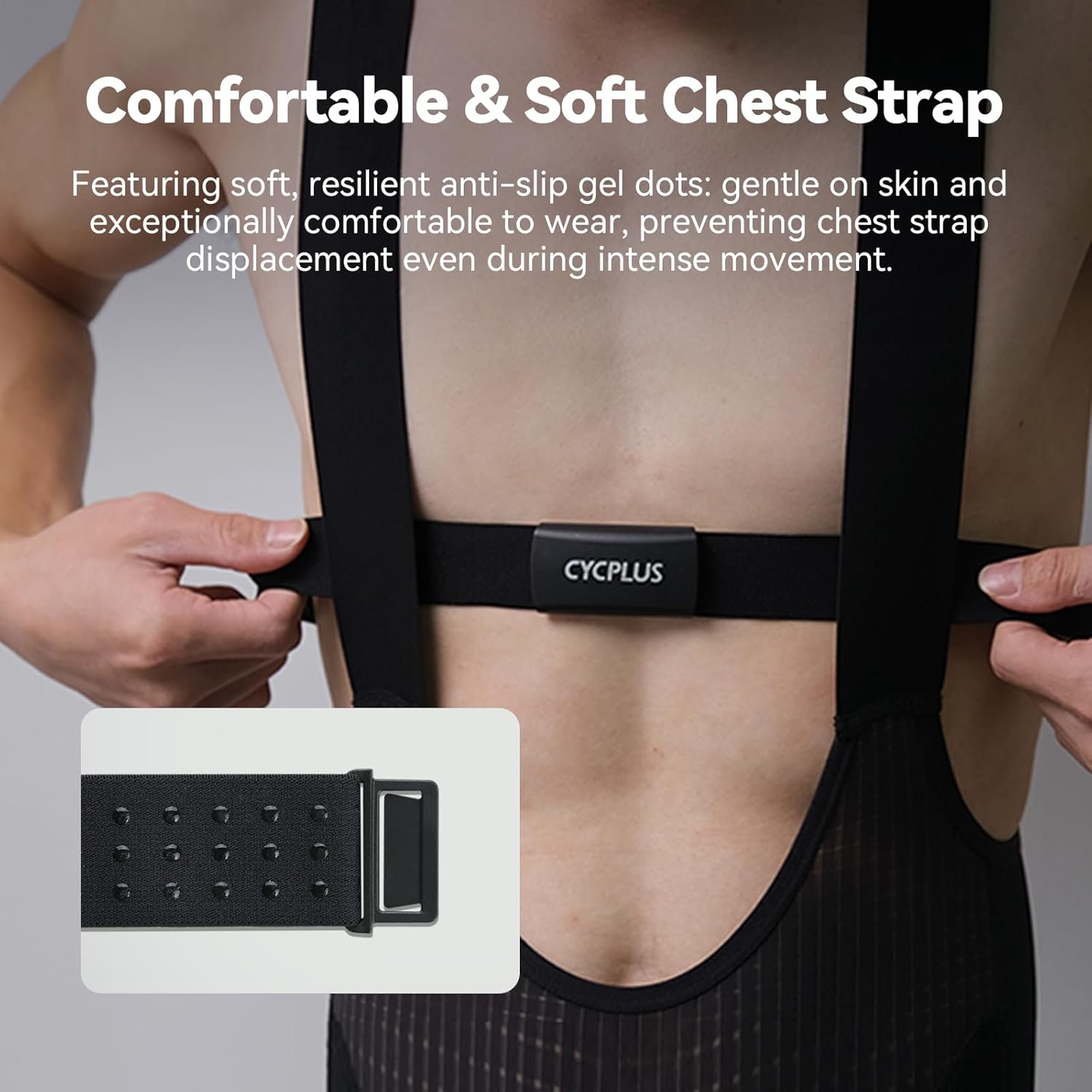 CYCPLUS Heart Rate Monitor Chest Strap H2Pro, Bluetooth ANT+ Heart Rate Monitor Chest Sensor with 500h Battery, IPX7 Waterproof and Dustproof, HRM Works with Strava/CYCPLUS App - Image 4