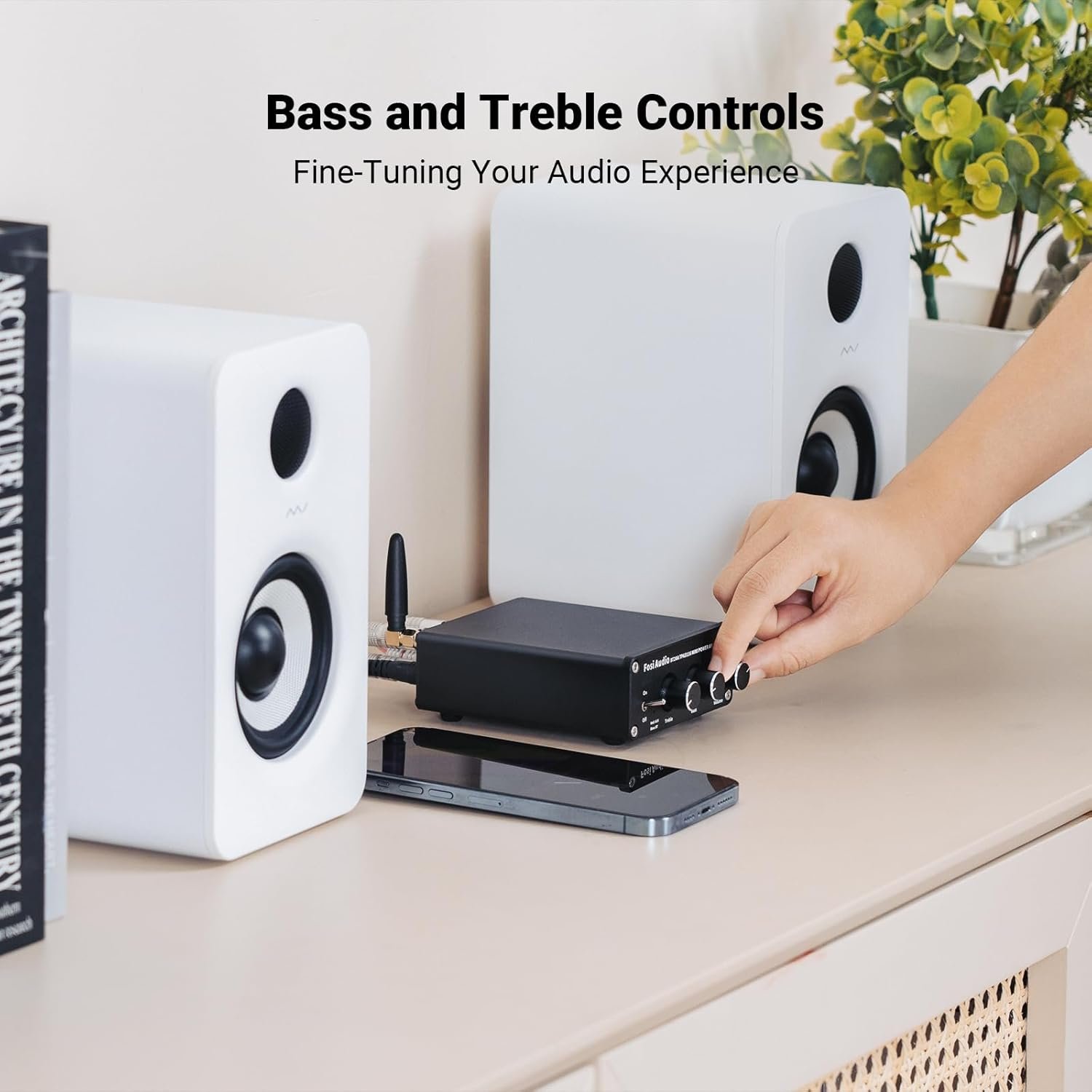 Fosi Audio BT20A Bluetooth Stereo Amplifier, 2 Channel Home Audio Component Amplifiers for Passive Speakers, Mini Class D Amp Receiver 200W for Indoor/Outdoor/Garage/Ceiling/Bookshelf Speaker - Image 5
