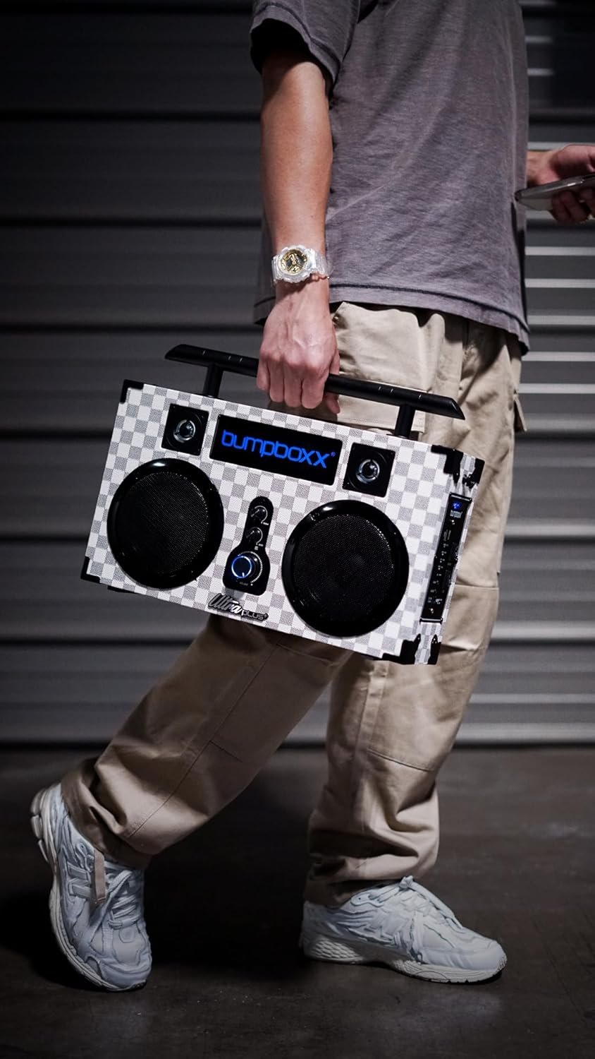 Bumpboxx Bluetooth Boombox Ultra Plus | Retro Boombox with Bluetooth Speaker | Includes Rechargeable Lithium Battery, Carrying Strap & Mic | Easy to Carry | NYC Graffiti - Image 4