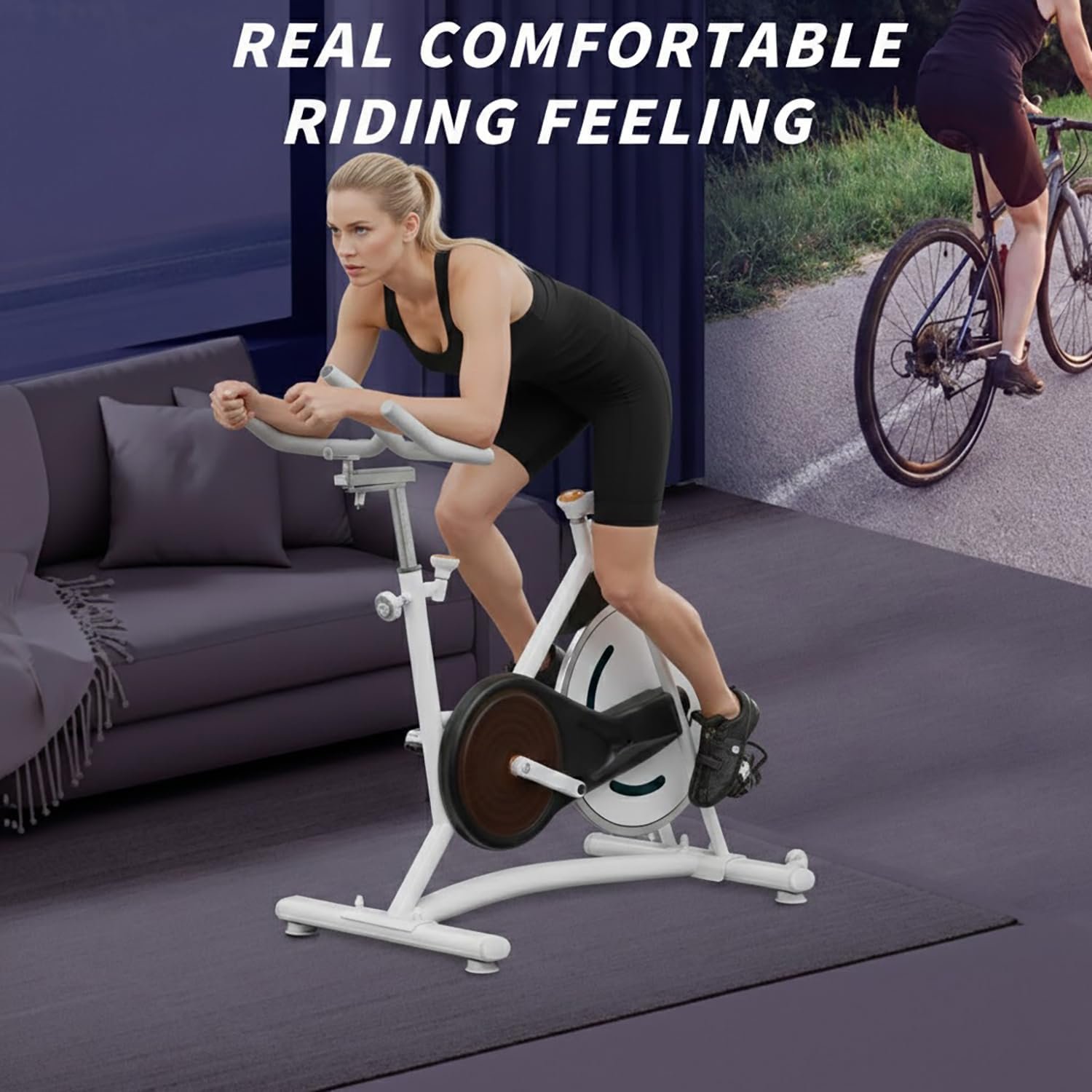 HOELLL Exercise Bike with Exclusive Heart Rate Sensor and APP Sync, Stationary Bikes for Home with Continuously Variable Resistance, Compact Indoor Cycling Bike with Tablet Mount - Image 5