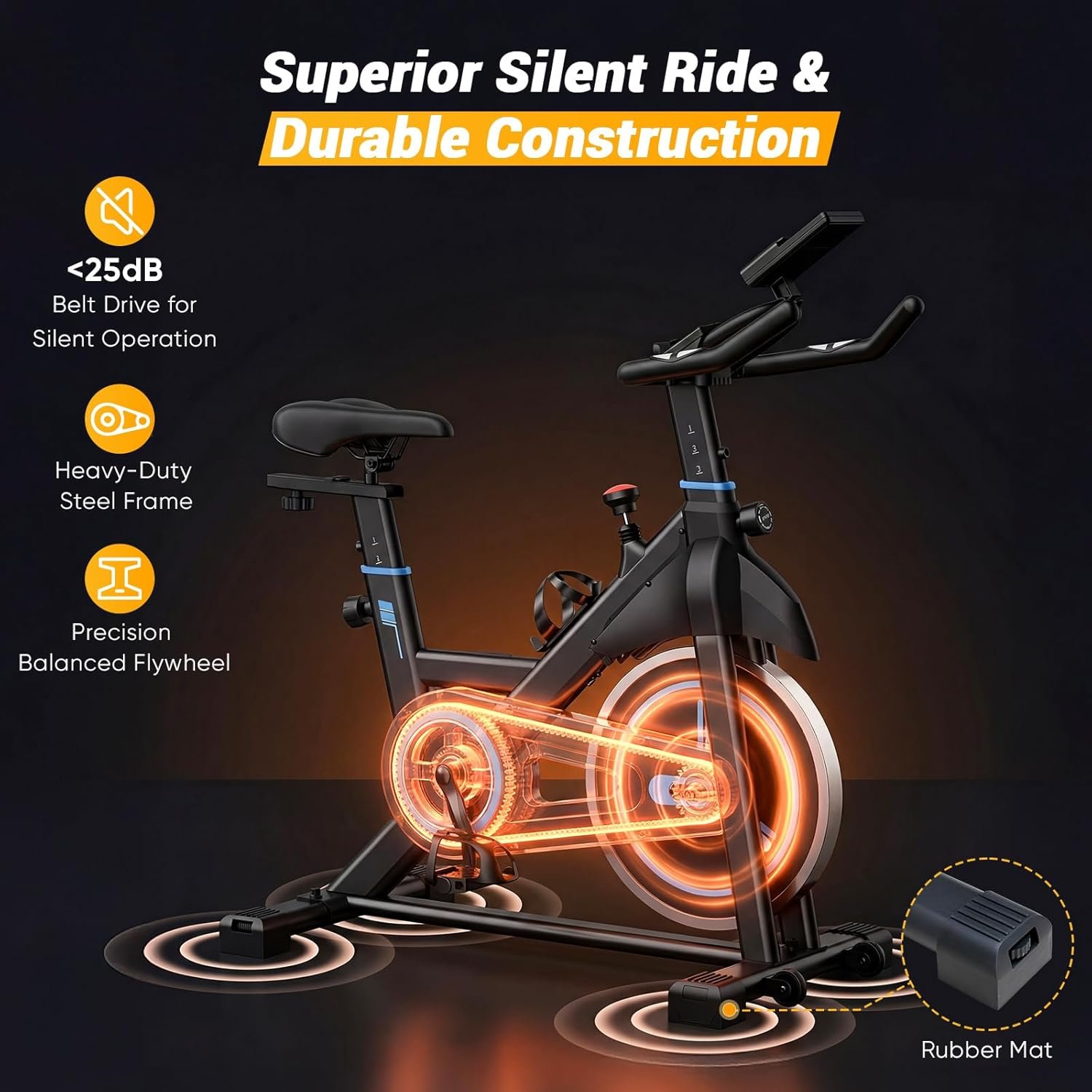 NEWBULIG Exercise Bike with APP, Stationary Bikes for Home, Workout Bike for Adults & Seniors, Cycle Machine, Adjustable Height and Resistance, Low Noise, 265lbs Weight Capacity, Easy Assembly - Image 5