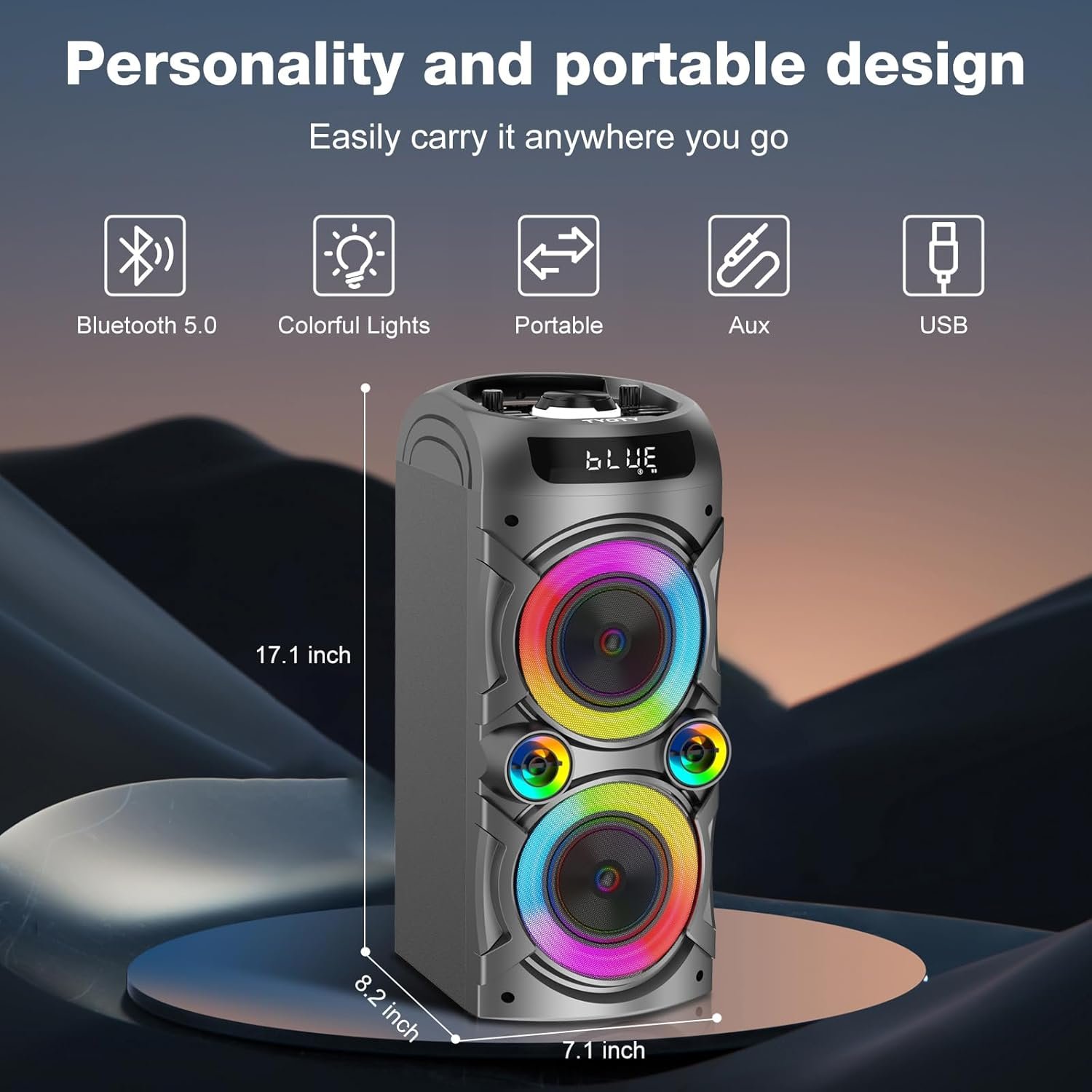 Portable Bluetooth Speaker 100W Big Powerful Wireless Boombox TWS Pairing Loud Stereo Sound Deep Bass Large Party Speakers with Subwoofer LED Lights for Outdoor Home Camping - Image 2