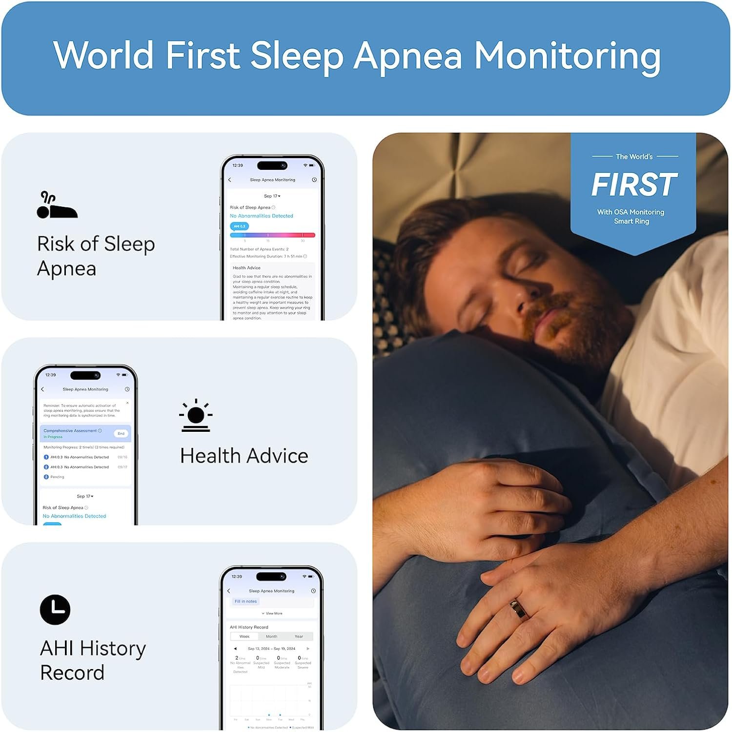 RingConn Gen 2, World’s First Smart Ring with Sleep Apnea Monitoring, No APP Subscription, 12-Day Battery Life, Stress/Heart Rate/Women's Health Tracker, Android & iOS Compatible (Black, Size 8) - Image 4