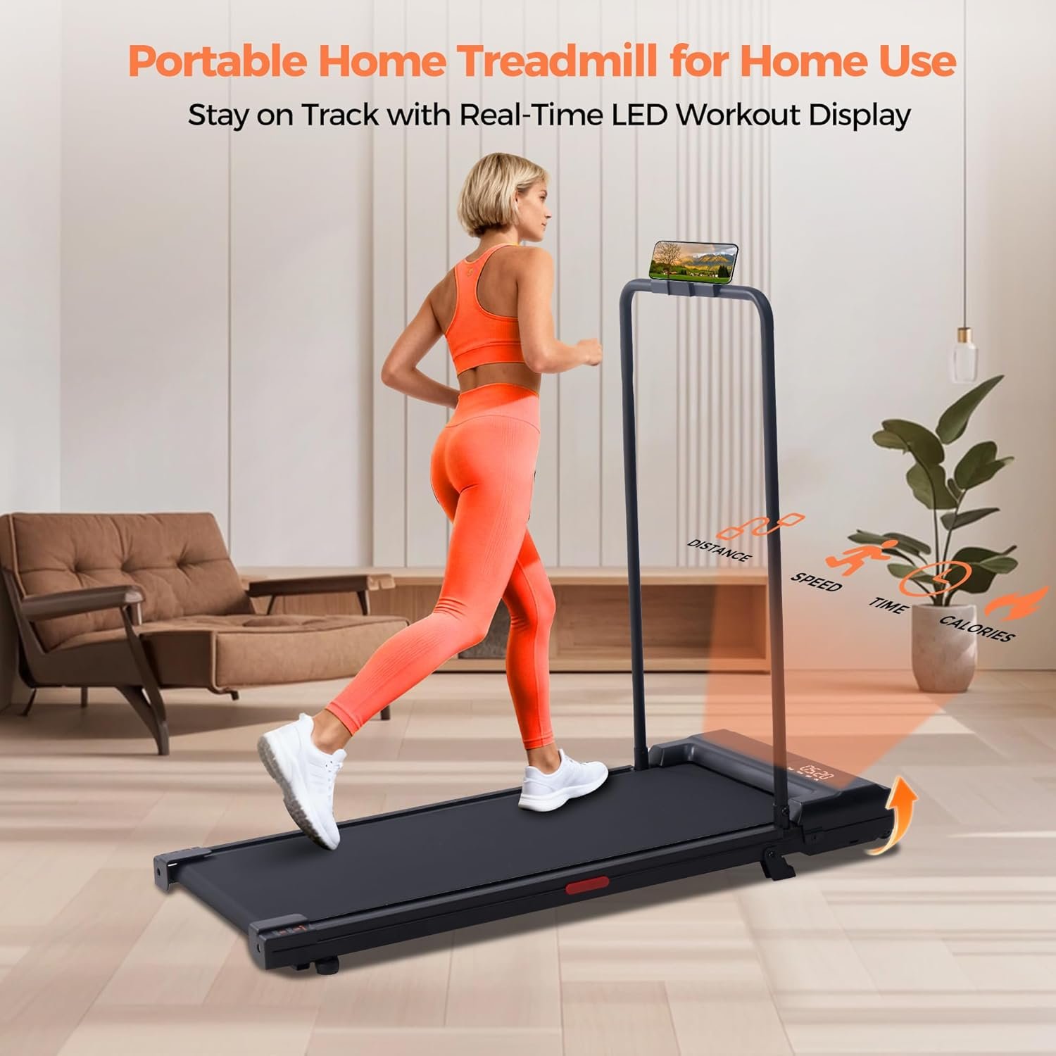 Walking Pad Treadmill with Incline, 2026 Upgrade Portable Under Desk Treadmill for Home Small with Handles, 3.0HP Walking Pad with Handle Bar, 0.6-7.6MPH, 350LBS - Image 8
