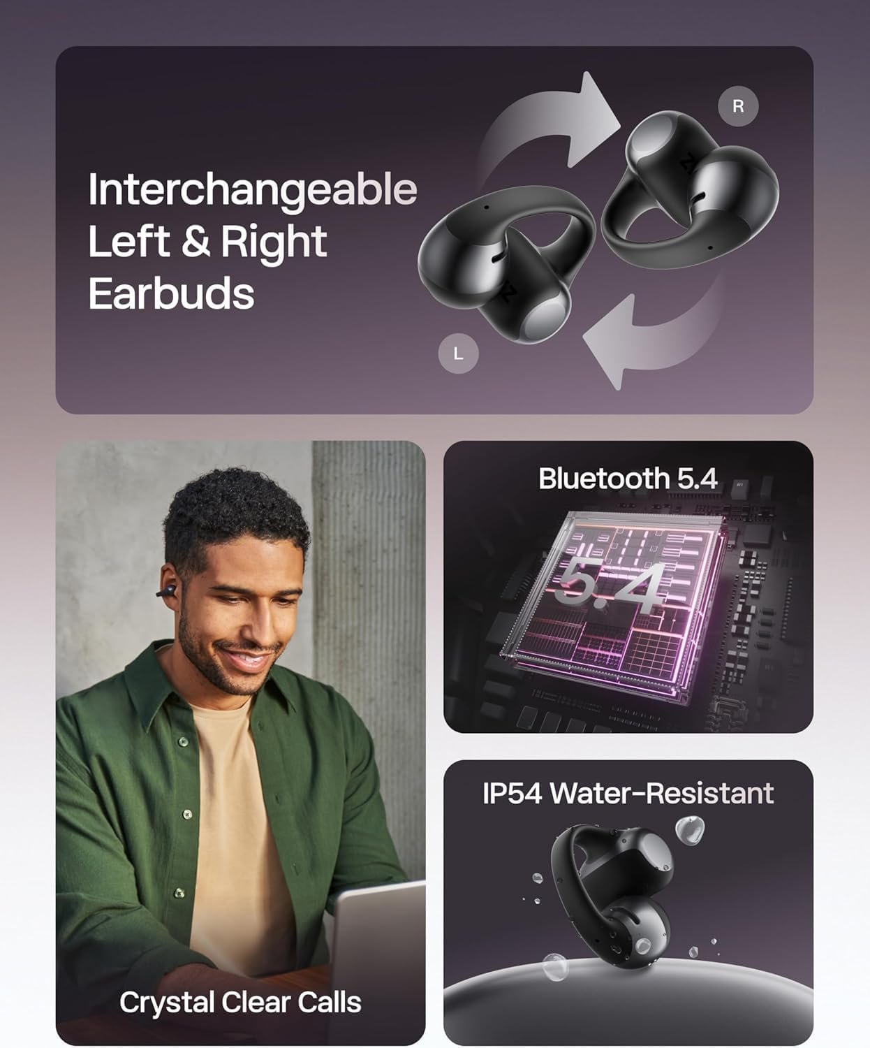 SHOKZ OpenDots ONE-Open-Ear Headphones, Clip-On Earbuds-Wireless Bluetooth Earbuds with Microphone-Secure, Lightweight, Comfort-Premium Dolby Audio-Water Resistant-Fast Charging-Up to 40 hrs Playtime - Image 8