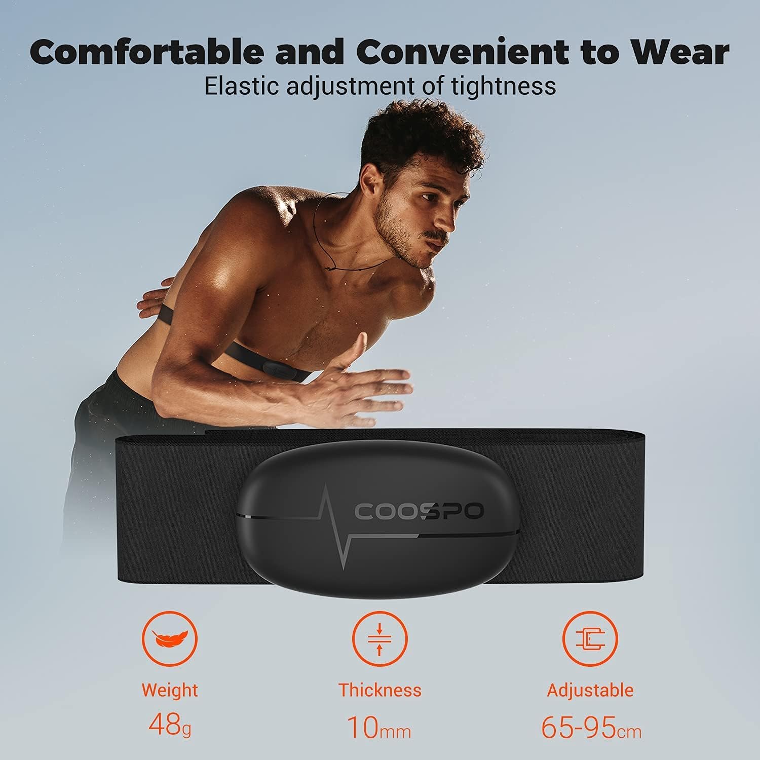 COOSPO H6 Heart Rate Monitor Chest Strap Bluetooth 4.0 ANT+ IP67 Chest Heart Rate Sensor for Peloton Polar DDP Yoga Map My Ride Garmin Sports Watches - Image 2
