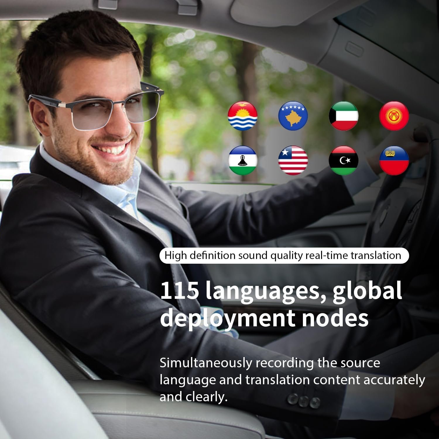 AI Translator Smart Glasses for Men Women, Bluetooth Audio Sunglasses with Photochromic Lenses, Photo Translation, No Subscription, Real-Time Translation(160+Languages) for Travel Business (Gold) - Image 3