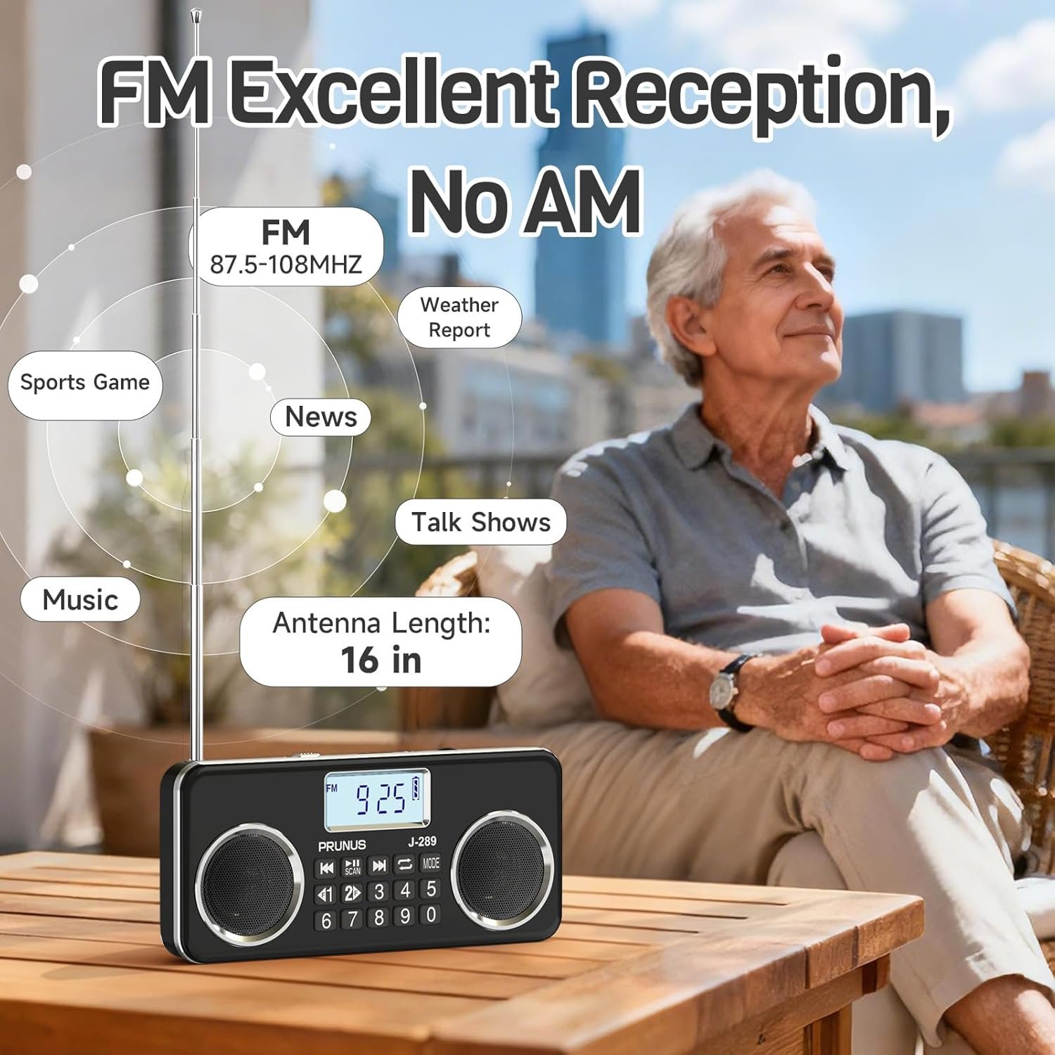 Small Digital FM Radio with Bluetooth Speaker, Good Sound, TF Card/USB Playback, Mp3 Player with Speaker, Headphone Jack, USB C Rechargeable Radio fm, Indoor and Outdoor, Bluetooth Radios(NO AM) - Image 3