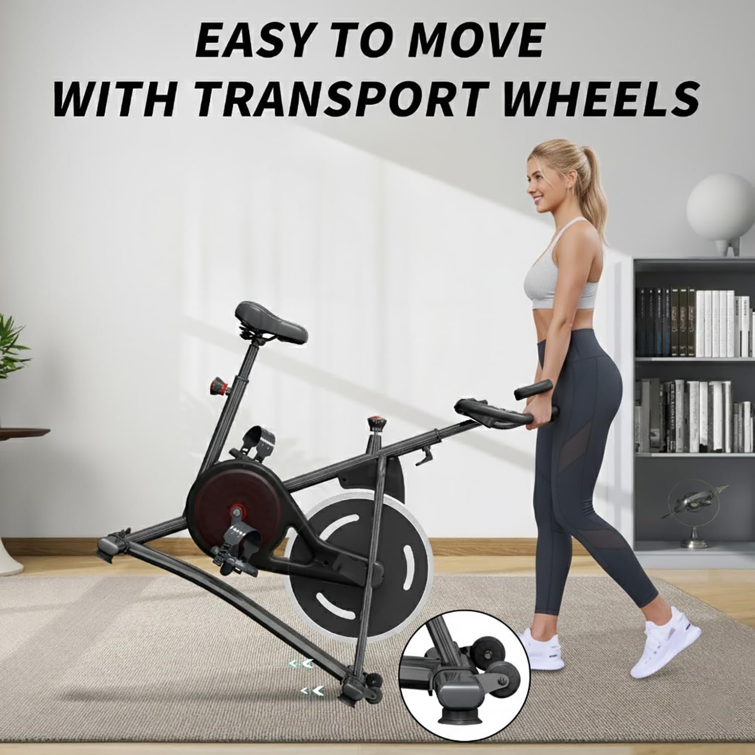 HOELLL Exercise Bike with Exclusive Heart Rate Sensor and APP Sync, Stationary Bikes for Home with Continuously Variable Resistance, Compact Indoor Cycling Bike with Tablet Mount - Image 2