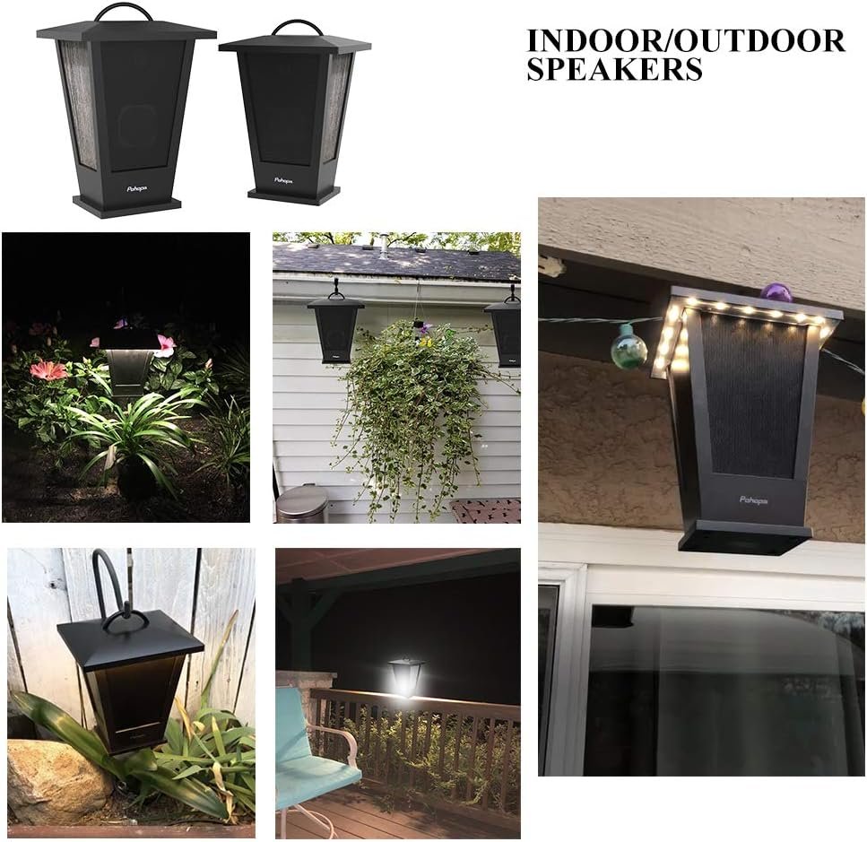 pohopa Bluetooth Speakers Waterproof, 2 Packs True Wireless Stereo Sound 20W Dual Pairing Lantern Indoor Outdoor Speakers with 20 Piece LED Lights, Rich Bass, Pinao Black - Image 3