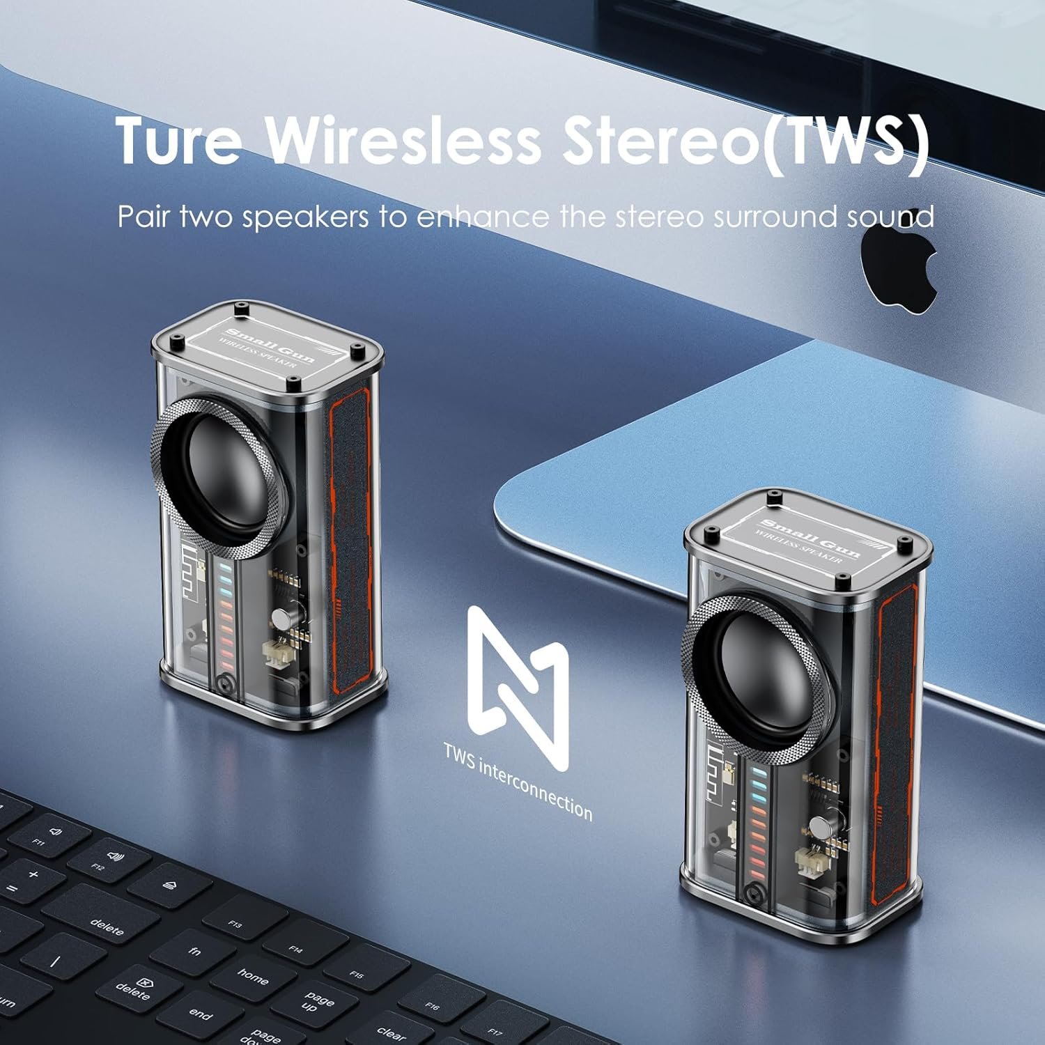 Portable Bluetooth Speaker with Lights, Transparent Wireless Mini Bluetooth Speaker with TWS, Perfect Small Speaker HD Sound and Bass for Office, Home, Shower, Room, Bike, Car (Black) - Image 4
