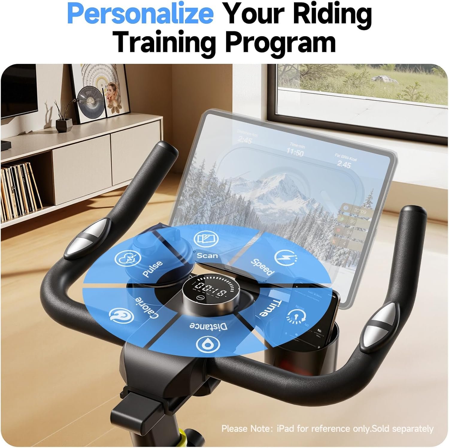 YPOO Exercise Bike, Adjustable Magnetic Resistance Stationary Bikes for Home Cardio with Exclusive App, Indoor Bike with 330lbs Weight Capacity Comfortable Seat, Tablet Mount and Fitness Courses - Image 7
