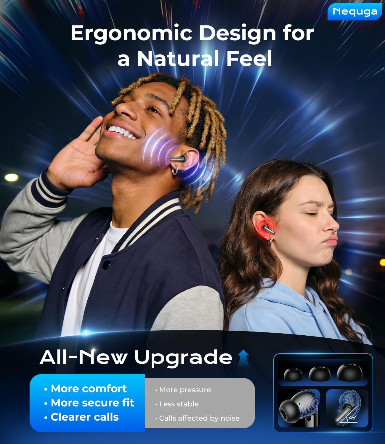 Wireless Earbuds Bluetooth Headphones, 50H Playtime Ear Buds with Mic, LED Digital Display Charging Case, IPX7 Waterproof, Deep Bass Stereo, in-Ear Earphone for iPhone Andriod Phone - Ink - Image 4