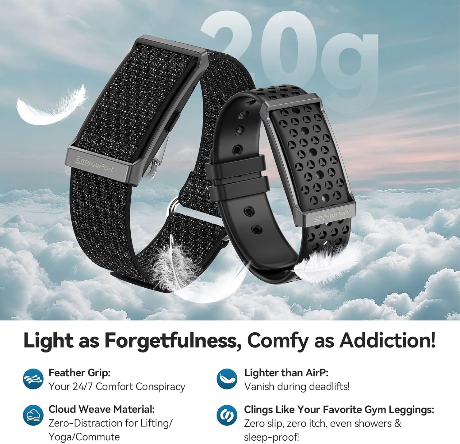 EnergyPort Fitness Tracker,Wearable Health Smart Bracelet Band with Blood Oxygen 170+ Sport Mode 60-Day Battery,Lifetime Membership,Activity Tracking Heart Rate Sleep Monitor for Android iOS,2 Bands - Image 3