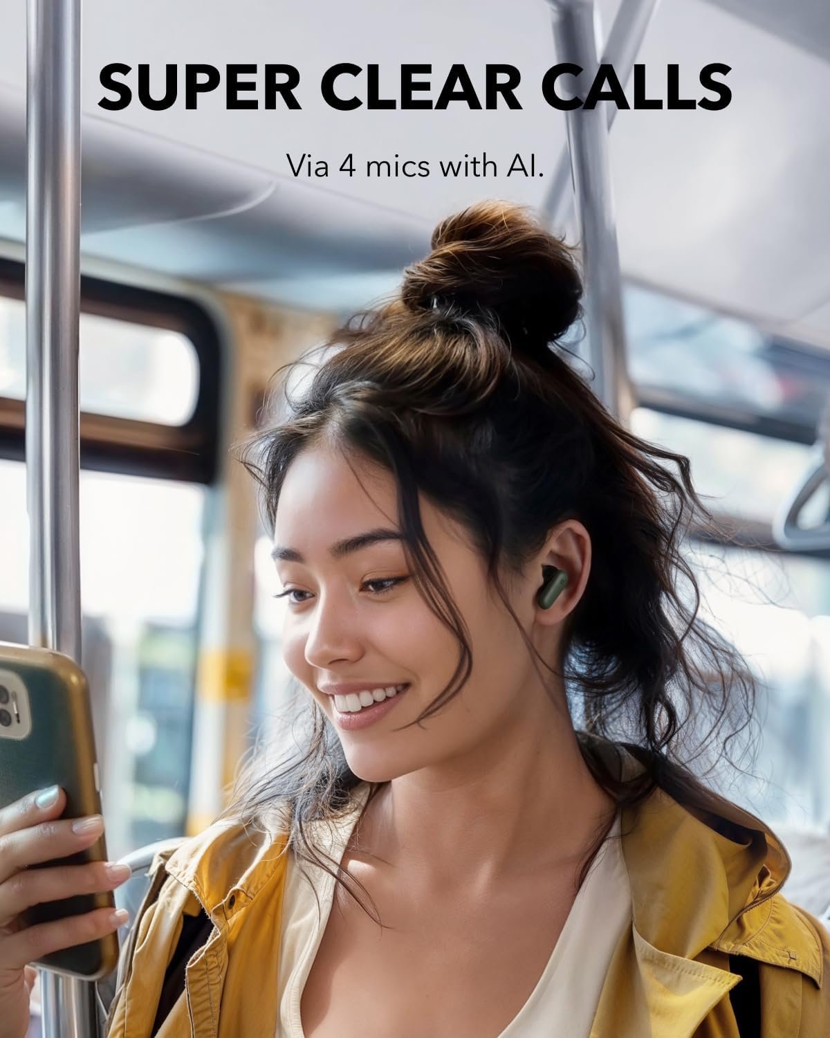 Soundcore P30i by Anker Noise Cancelling Earbuds, Strong and Smart Noise Cancelling, Powerful Bass, 45H Playtime, 2-in-1 Case and Phone Stand, IP54, Wireless Earbuds, Bluetooth 5.4 (Green) - Image 5