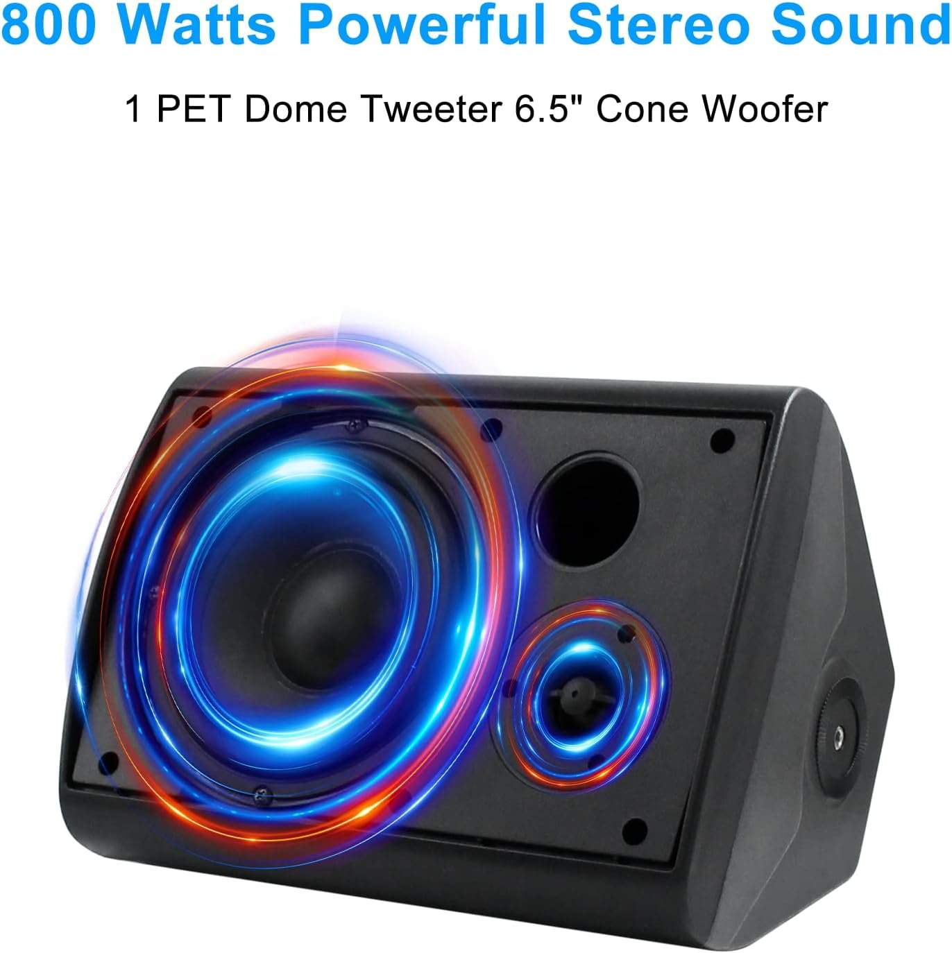 Herdio 6.5 Inches Outdoor Speakers Wired Waterproof Passive,Wall Mount Speakers with 800 Watts Powerful Bass for Home Patio Garden Covered Deck,All-Weather Durability,Black(2 Pairs) - Image 2