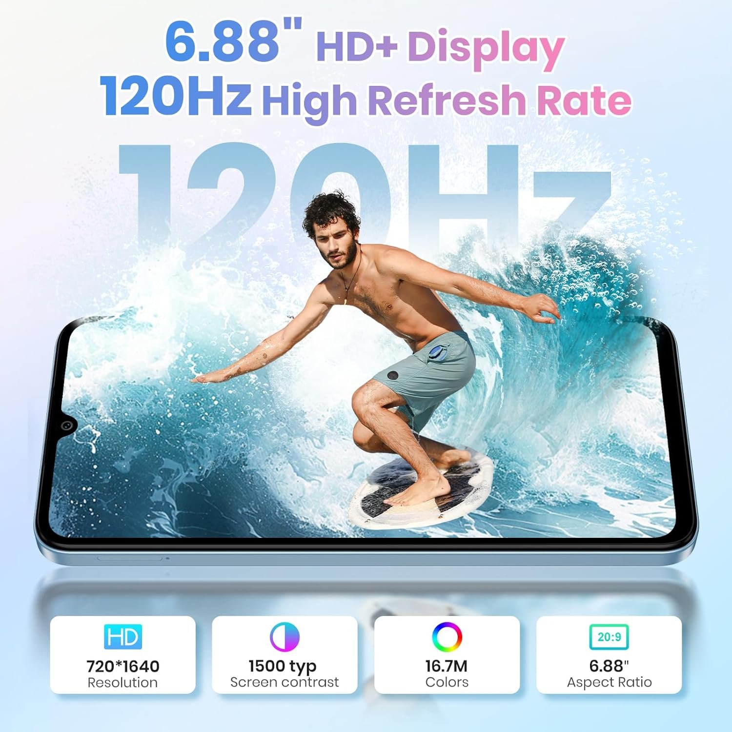 FOSSIBOT S5 Android 15 Cell Phone(2026), 16GB+128GB/2TB Unlocked Phone, 6.88" Display Smartphones, 6000mAh Battery 4G Dual Sim Mobile Phones, 13MP+8MP Camera, Gemini Al Octa-core Chipset/GPS/BT5.0 - Image 2