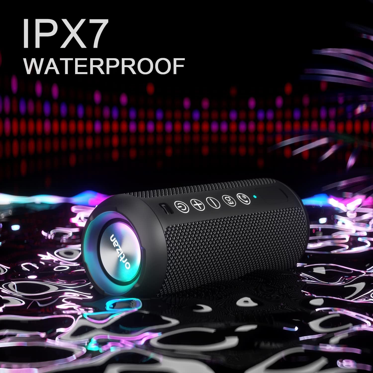Ortizan Portable Bluetooth Speaker (1nd Gen), IPX7 Waterproof, Wireless, Big Sound and Deep Bass, TWS Pairing, 30Hrs of Playtime, for Home/Party/Outdoor/Beach, Birthday Gifts for Men Women - Black - Image 7