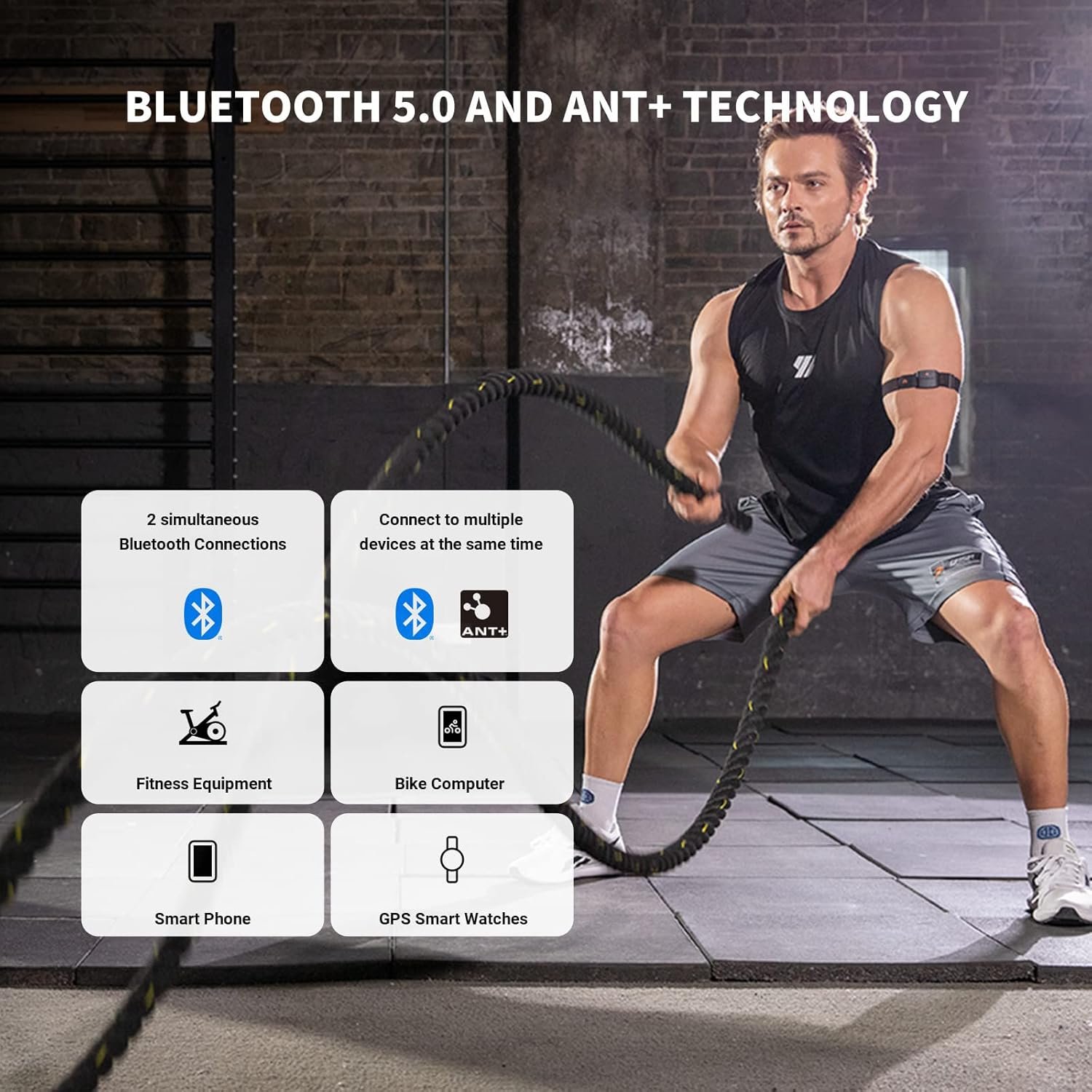 COOSPO HW9 Bluetooth 5.0 ANT+ Heart Rate Monitor Armband with HR Zones/Calories Burned, Optical HRM Sensor for Fitness Training/Cycling/Running,Compatible with Peloton,DDP Yoga,Wahoo - Image 4