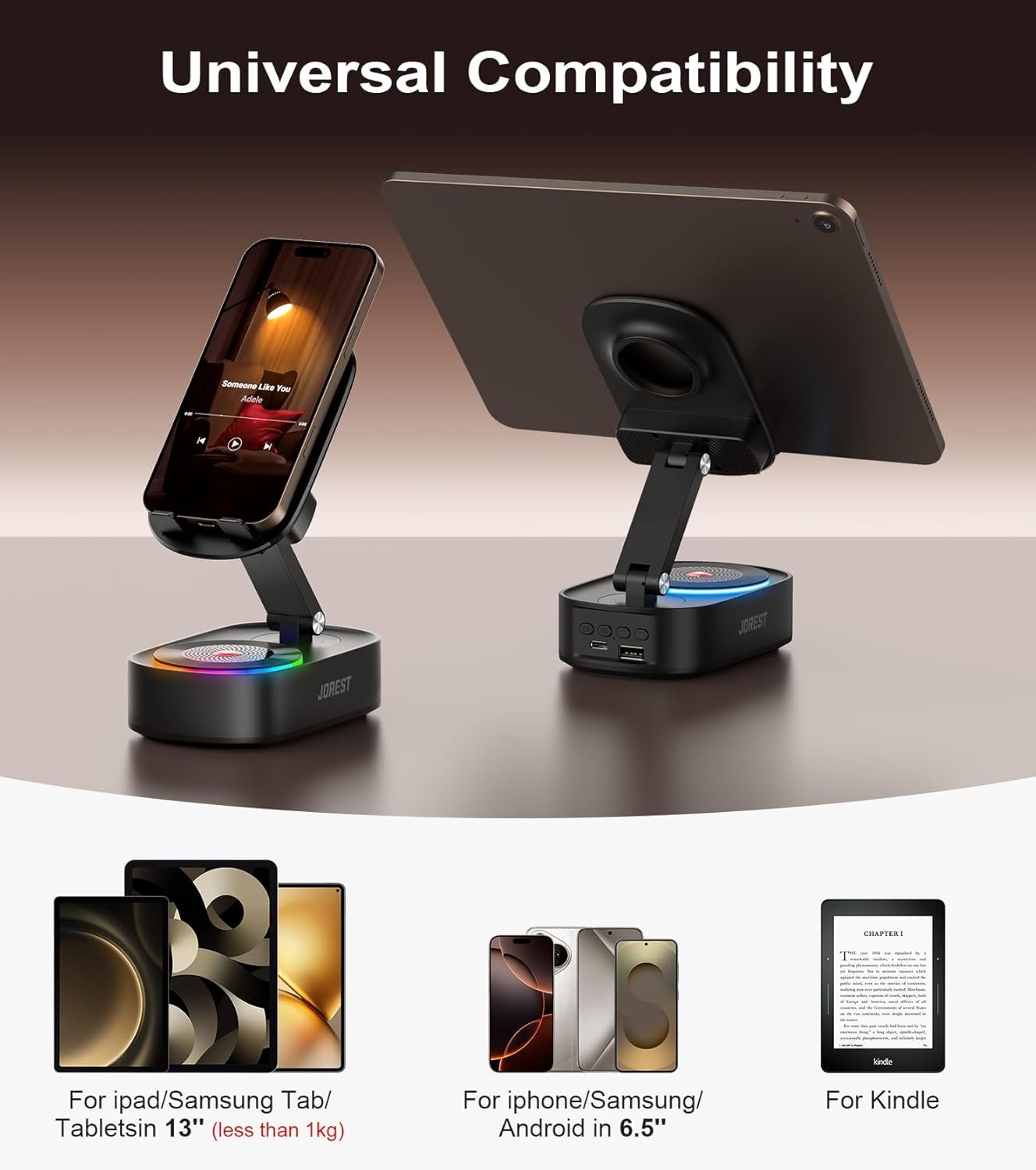 Jorest Wireless Induction Speaker,Cell Phone Stand with Bluetooth Speaker,Valentine's Gifts for Older Men Women Teenage Boy,Ampilifer Gadget Foldable with iPhone/Ipad,Birthday Gift for Dad Father - Image 7