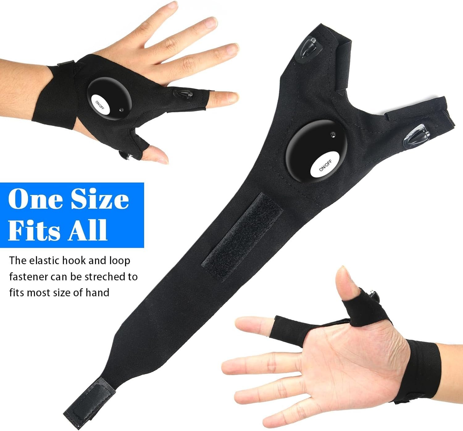 MOIPEJO LED Flashlight Gloves, Gifts for Men Dad Him Boyfriend Husband, Cool Gadget Hands-Free Finger Lights for Camping Fishing Repairing, Fathers Day Christmas Birthday Gift-Black - Image 6