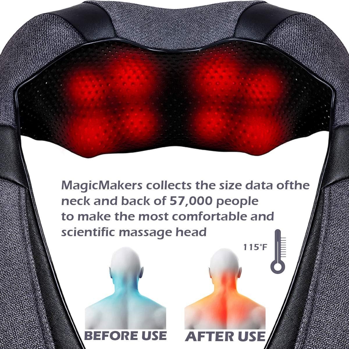 Mirakel Mothers Day Gifts for Mom Wife Women, Neck Massager for Pain Relief Deep Tissue, Electric Shiatsu Shoulder & Back Massager with Heat, Fathers Day Dad Gifts for Husband Men (NOT Cordless) - Image 8
