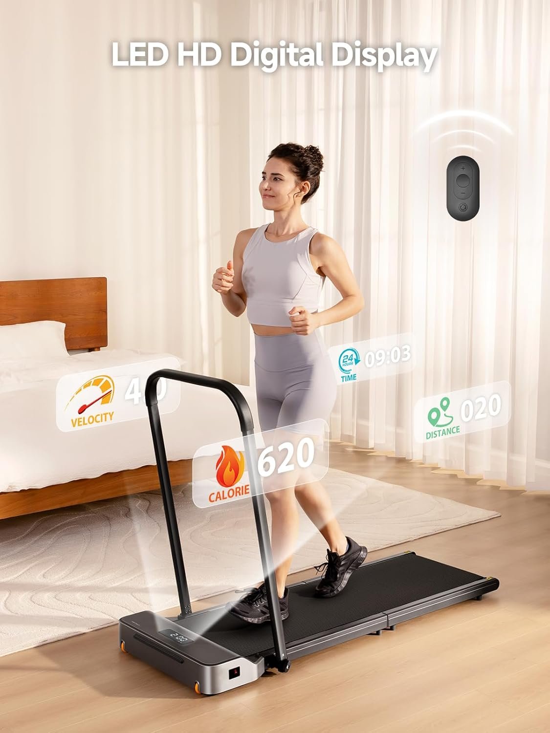 WalkingPad Foldable Walking Pad with Handle Bar, Treadmill for Home Office, Under Desk Treadmill with Adaptive Speed Control, Compact Design for Small Spaces - Image 7