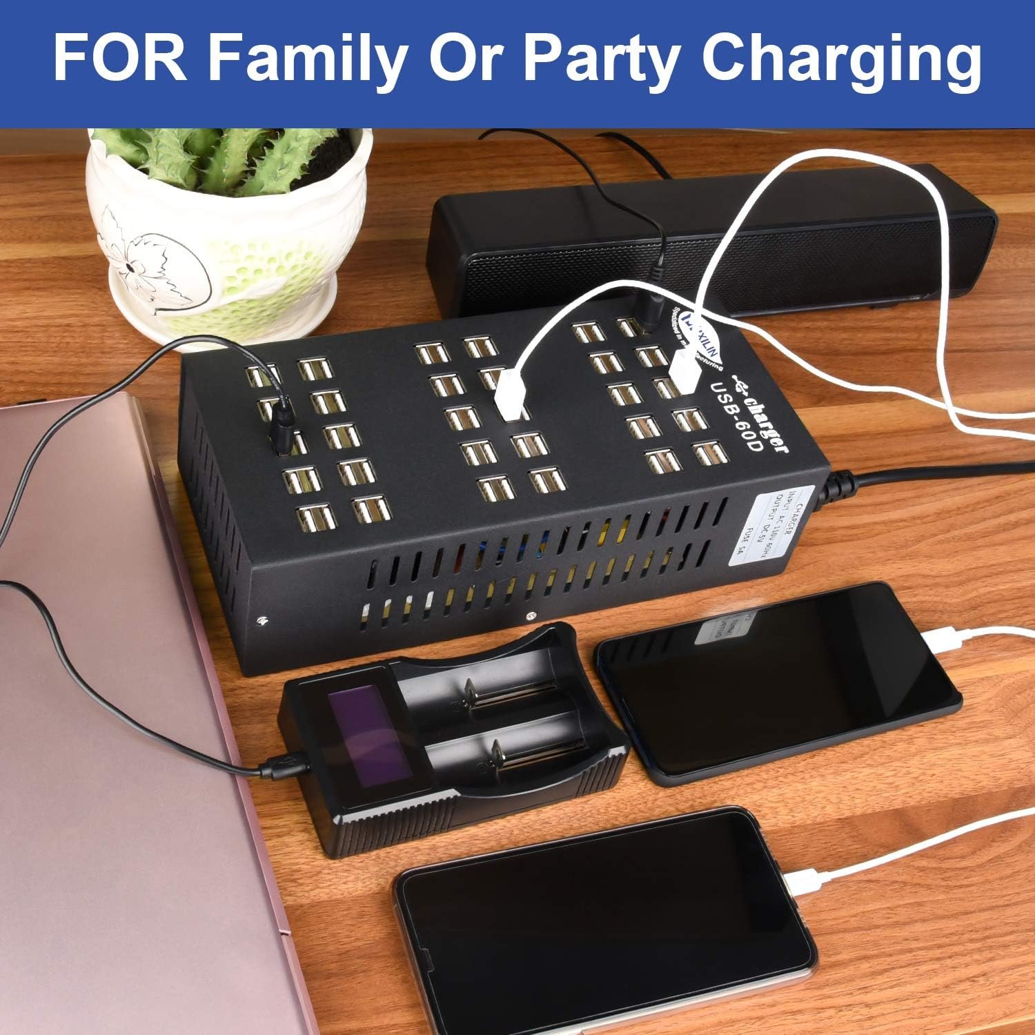 60 Ports USB Charging Station with Intelligent Protection, Multi-Port USB Charging Station Organizer for Hotel School Shopping Malls - Image 6