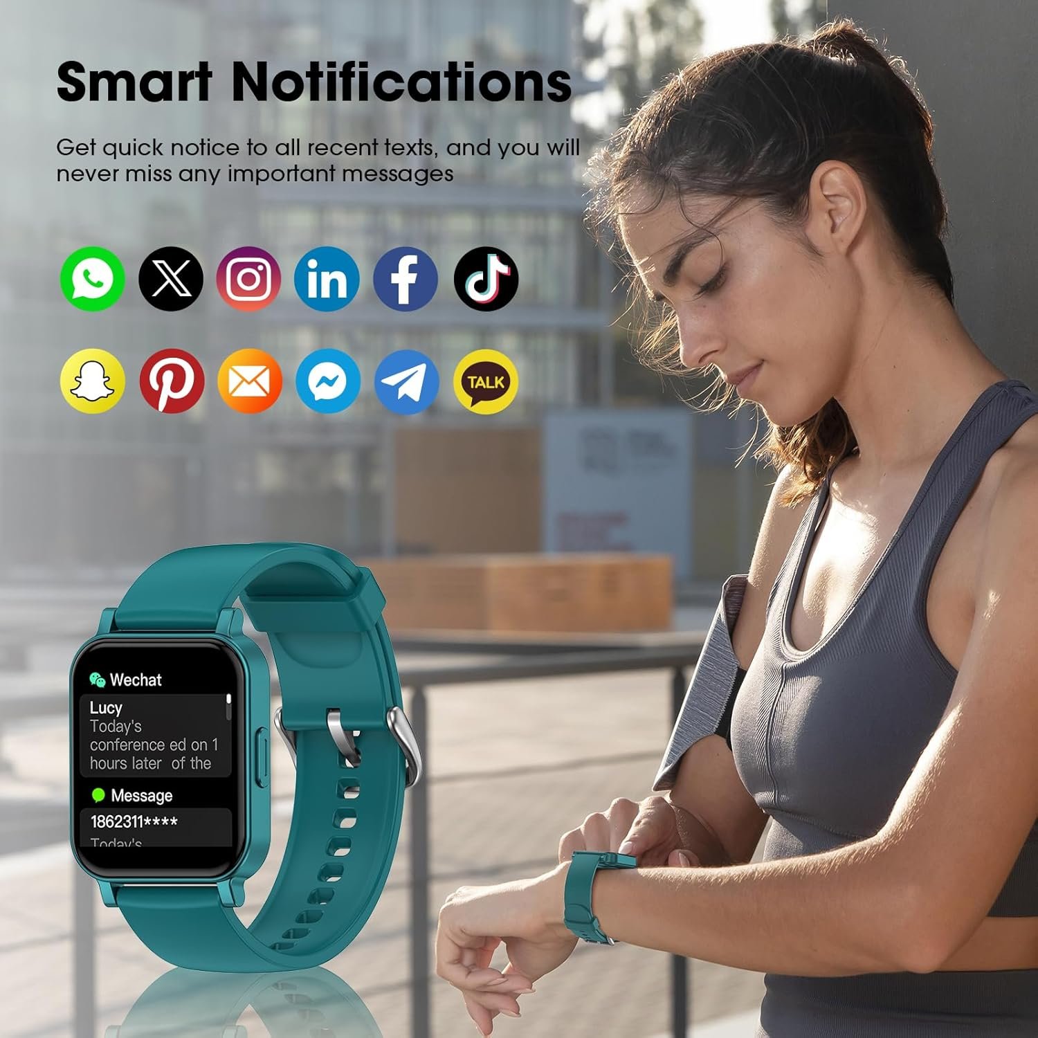 Fitness Tracker, Fitness Watch with Blood Oxygen, Heart Rate Monitor, Steps Calories Counter, Sleep Monitor, Pedometer IP68 Waterproof, Smart Watch for Android iPhones - Image 5