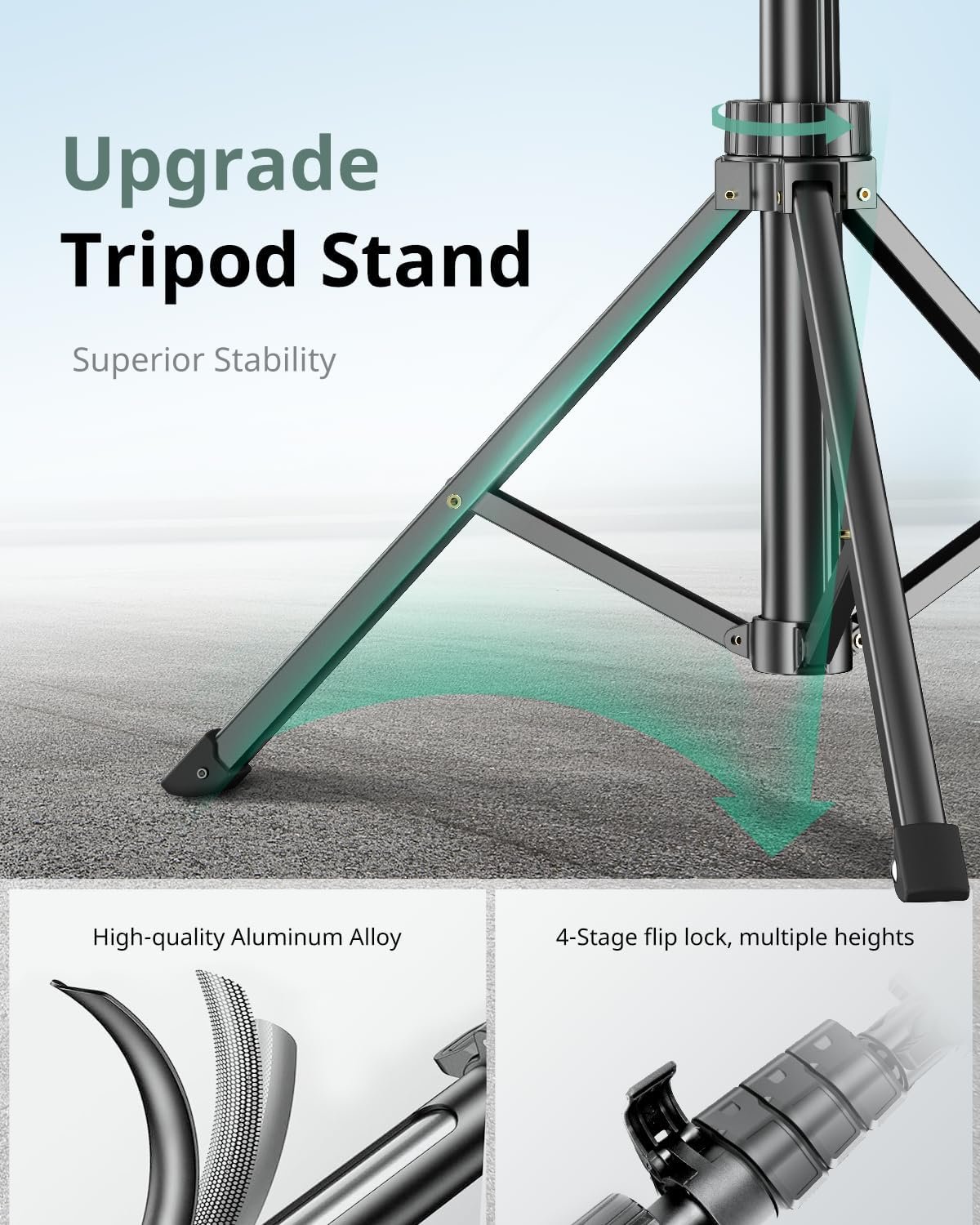SENSYNE 62" Phone Tripod & Selfie Stick, Extendable Cell Phone Tripod Stand with Wireless Remote and Phone Holder, Compatible with iPhone Android Phone, Camera - Image 3