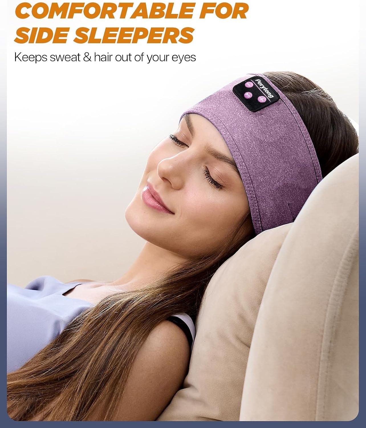 Perytong Sleep Headphones Bluetooth 5.4 Headband, Wireless Headband Headphones for Sleeping, Running, Yoga, Fitness, Travel, Meditation, Suitable for Side Sleepers, Gift for Men Women, Tech Gadgets - Image 4