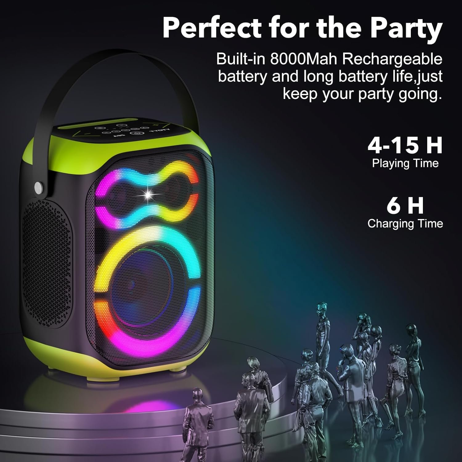 Portable Bluetooth Speakers 80W Big Powerful Wireless Outdoor Loud Stereo Deep Bass Sound Boombox TWS Home Party Speaker with Subwoofer LED Lights - Image 4