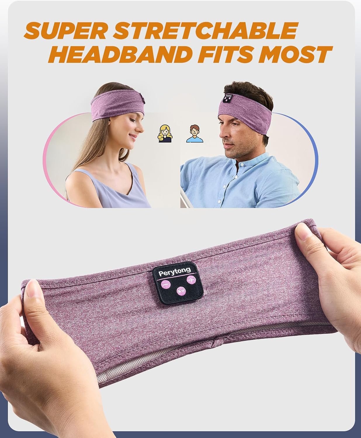 Perytong Sleep Headphones Bluetooth 5.4 Headband, Wireless Headband Headphones for Sleeping, Running, Yoga, Fitness, Travel, Meditation, Suitable for Side Sleepers, Gift for Men Women, Tech Gadgets - Image 8
