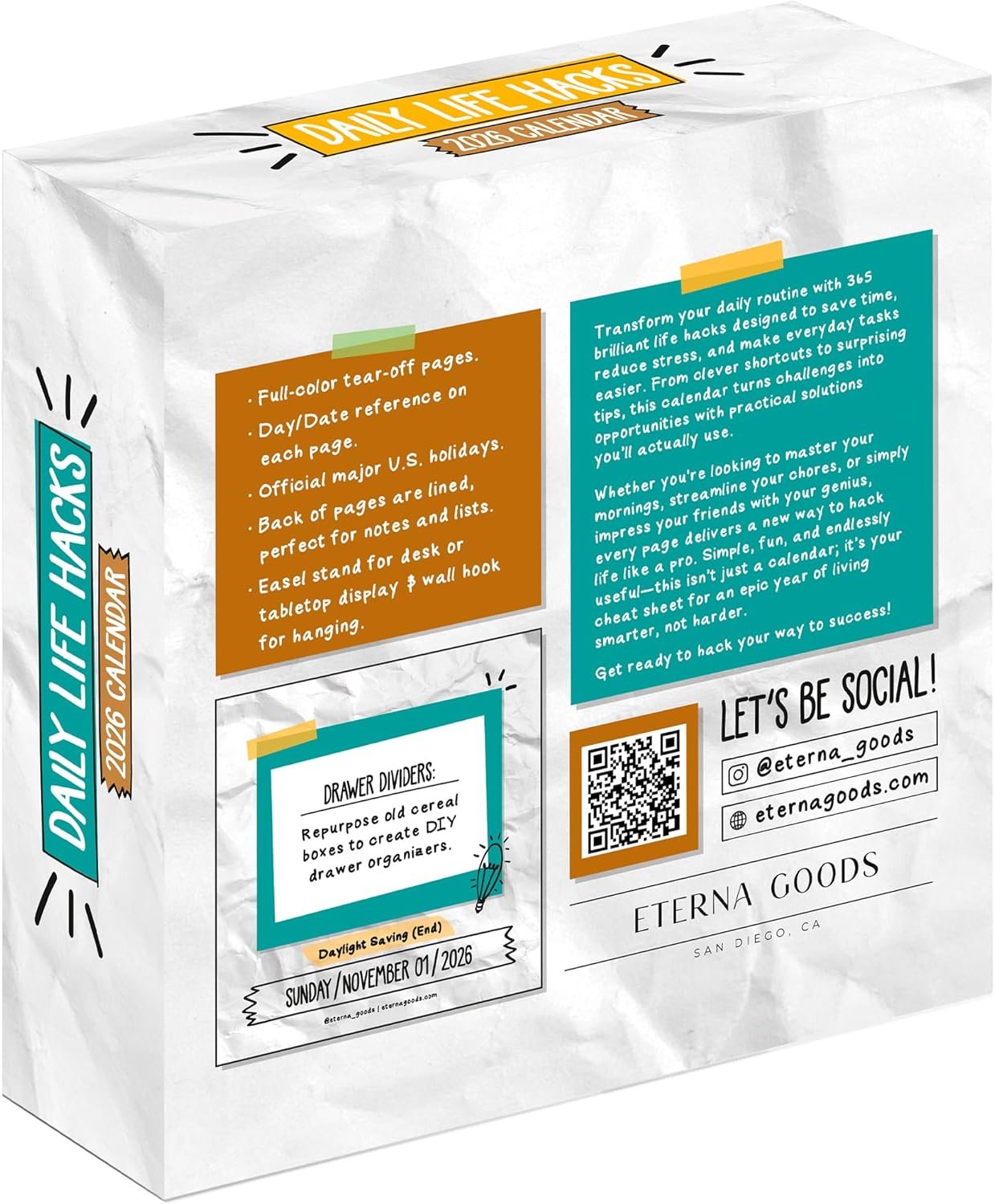 2026 Daily Life Hacks Desktop Calendar | Day To Day Tear Off Calendar with 365 Interesting Hacks & Facts for Everyday of the Year, Fun Box Calendar Gift For Men or Women, Christmas Stocking Stuffer Gift for Home or Office - Image 9
