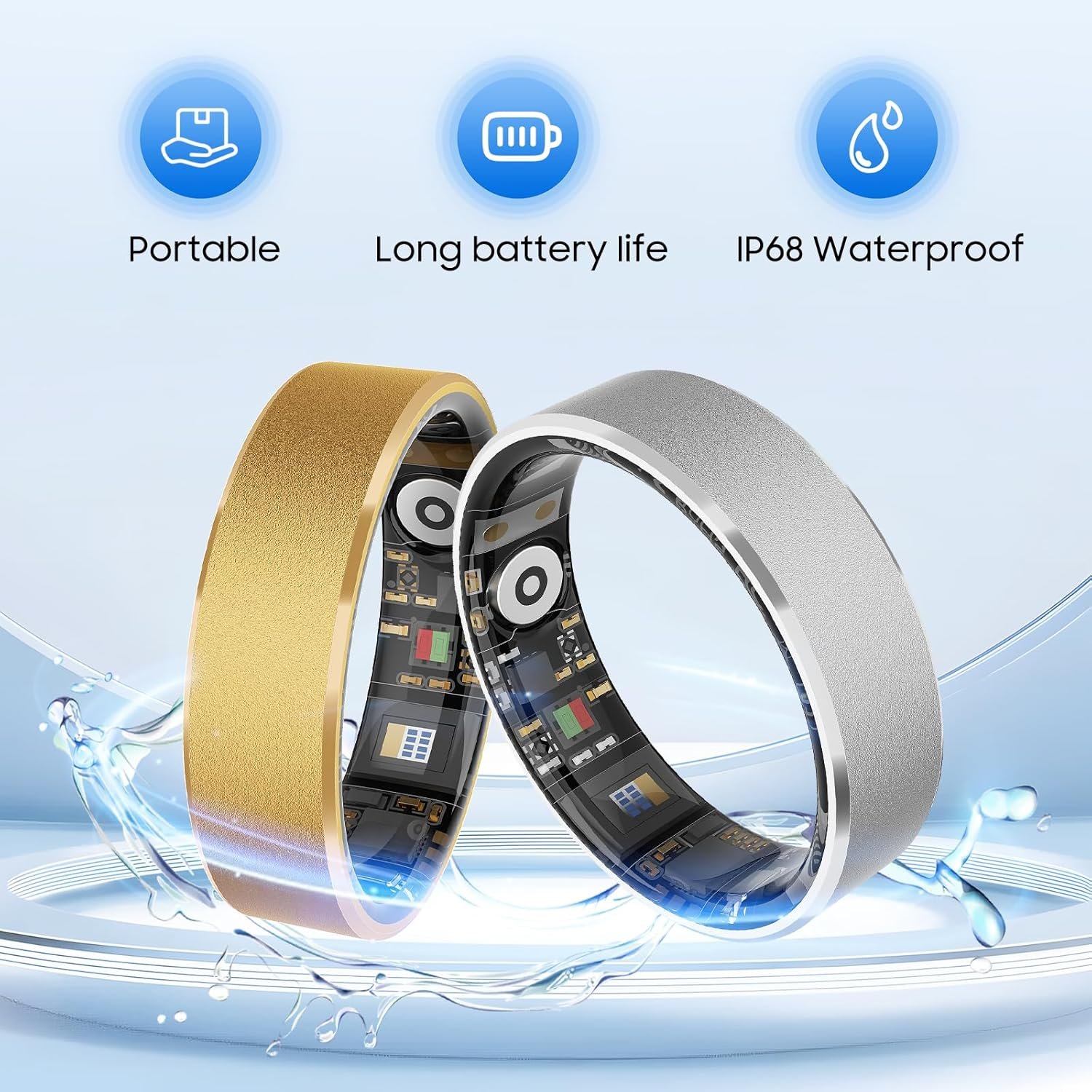 Smart Health Ring, Featuring Stress and Sleep Monitoring Functions, Compatible with iOS and Android,Waterproof Fitness Tracker for Women & Men, No Subscription Fee. (Silver, 9) - Image 4