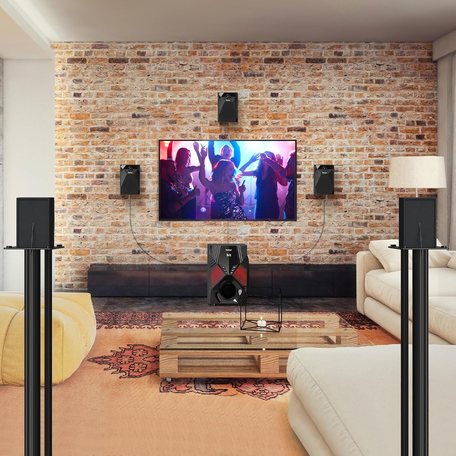 1000W Surround System 5 Wired Satellite Audio Speakers 8 inch Subwoofer 5.1/2.1 Channel Home Theater Deep Bass Support ARC Optical Bluetooth Karaoke Input - Image 5