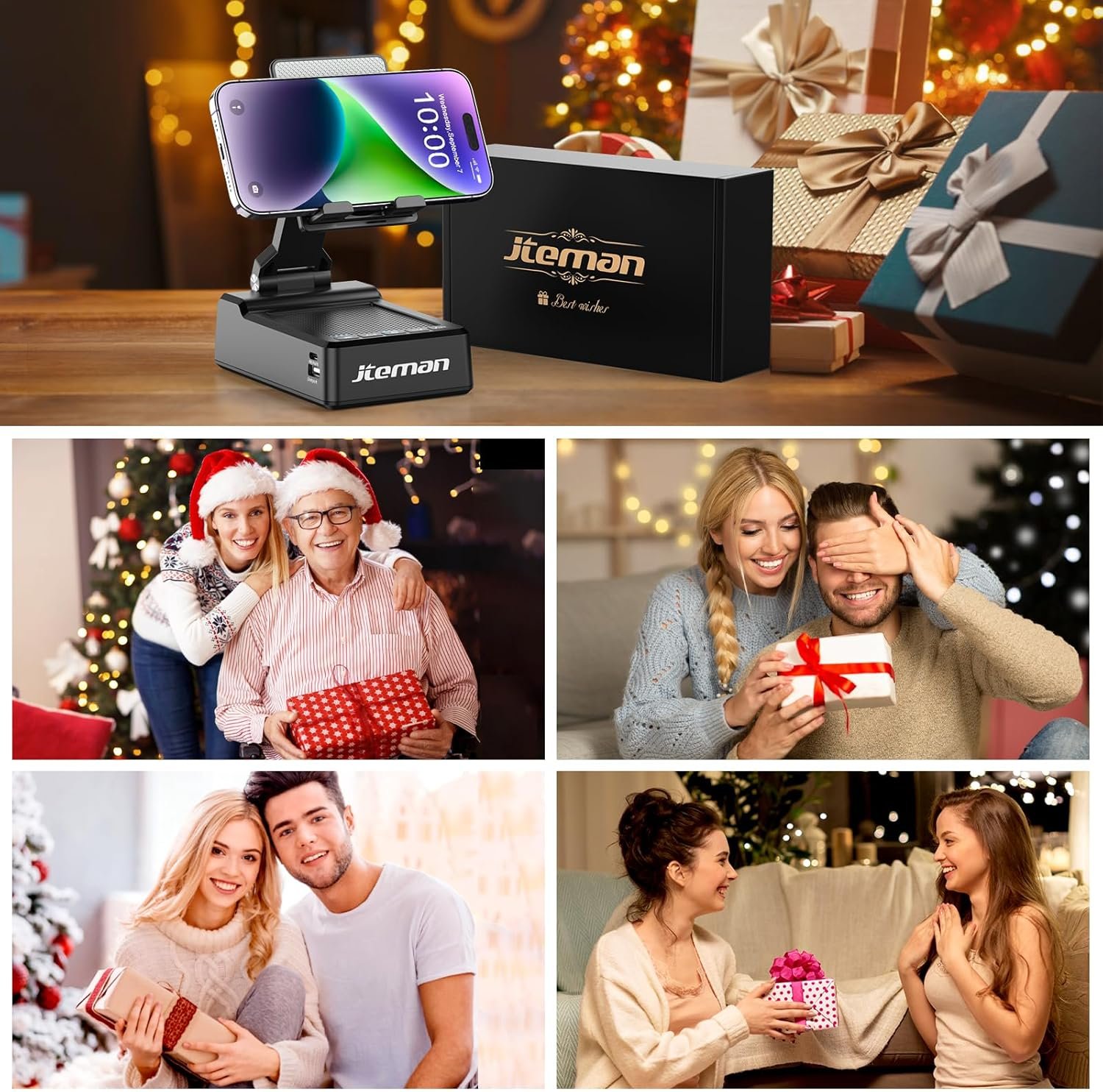 JTEMAN Gifts for Men Women,Adjustable Cell Phone Stand with Bluetooth Speaker and Charging Function,Cool Tech Gadgets Gift Idea for Dad Mom Birthday - Image 8