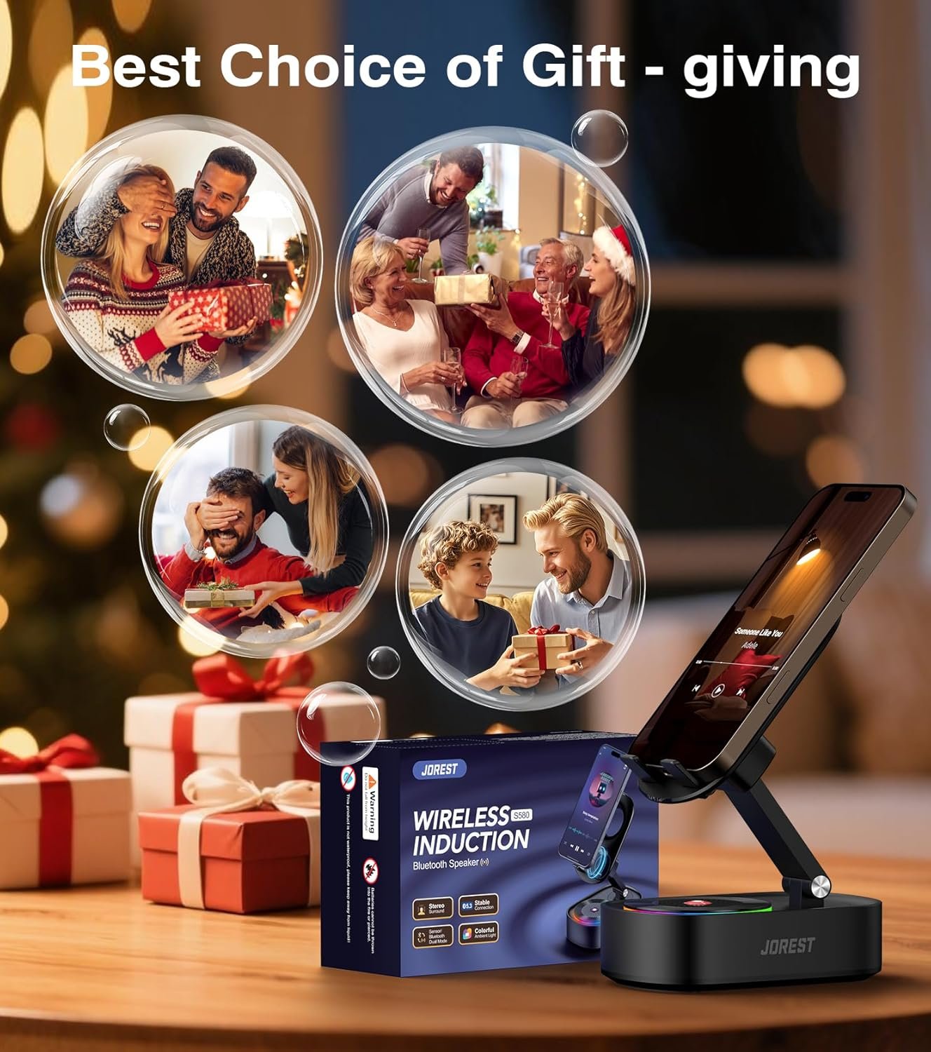 Jorest Wireless Induction Speaker,Cell Phone Stand with Bluetooth Speaker,Valentine's Gifts for Older Men Women Teenage Boy,Ampilifer Gadget Foldable with iPhone/Ipad,Birthday Gift for Dad Father - Image 9
