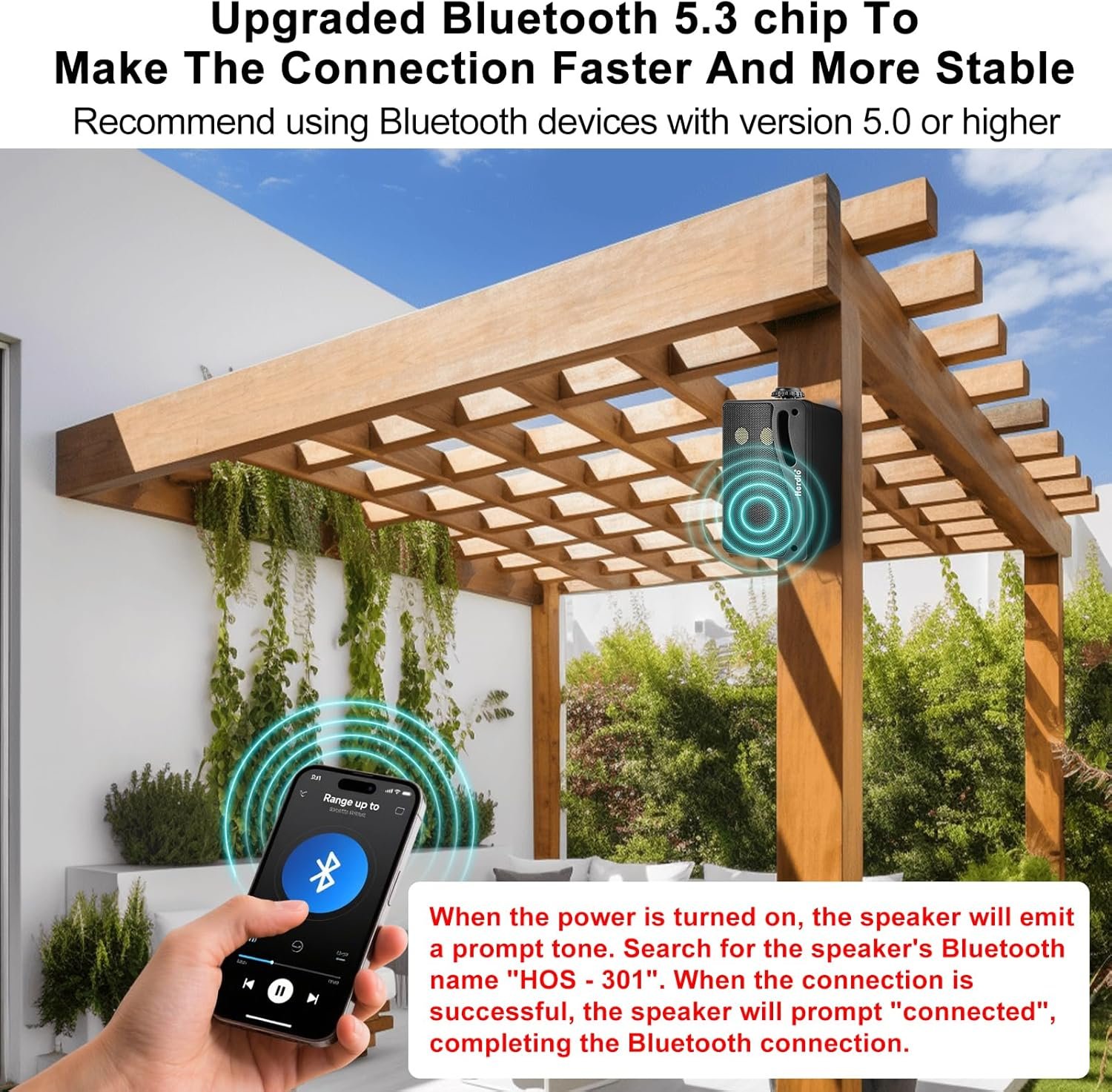 Herdio 3.5" Outdoor Bluetooth Speakers Wired Waterproof, 200W 3 Way Upgrade Premium Wall Mount Speakers, Durable Mountable Loud Sound System for Patio Indoor Deck Garage (Black Pair) - Image 3