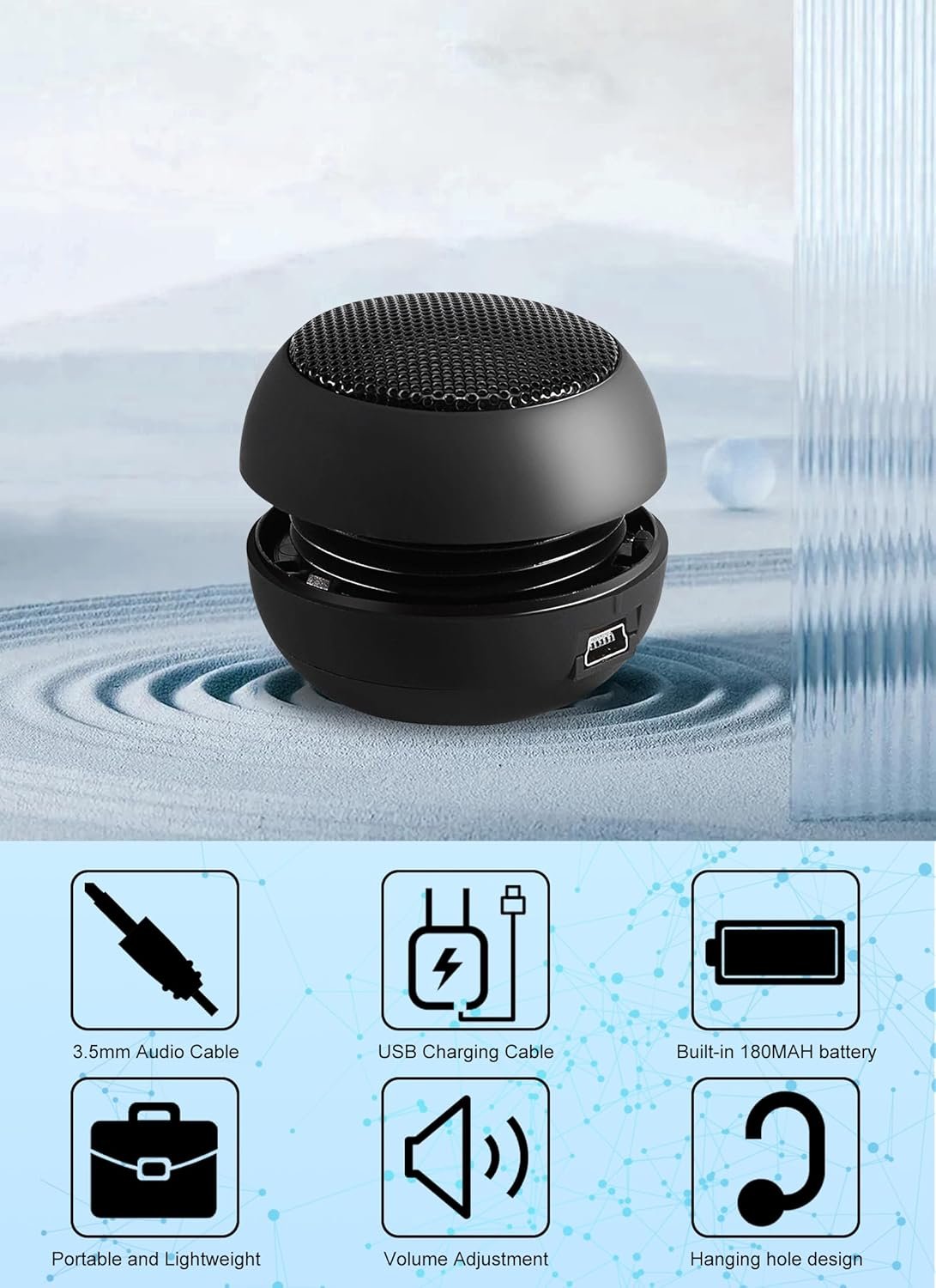 Portable Mini Speaker USB Wired Small Speakers with 3.5mm Aux Input Jack, Travel Speakers for Laptop Computer MP3 Player Speaker for Mobile Phone, MP3, PC - Image 3