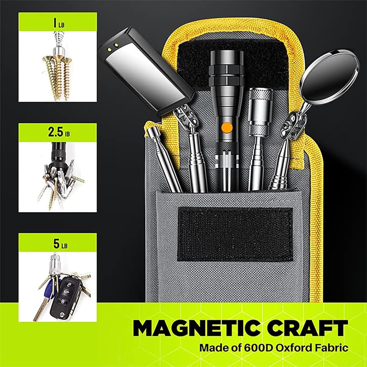 Telescoping Magnetic Pickup Tool Set, Inspection Mirror Telescoping, LED Flashlight, Cool Gadgets for Men, Stocking Stuffers, Gifts for Dad, Husband, Kids, Boyfriend, Magnet Stick (Yellow) - Image 6