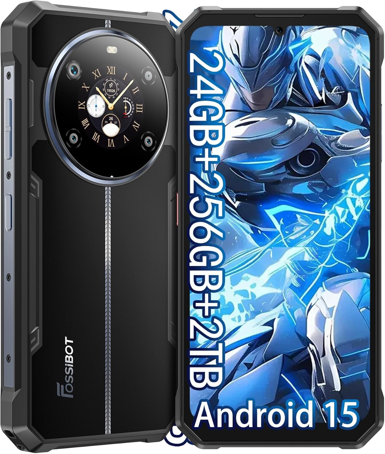 FOSSIBOT F109S Rugged Phone Unlocked, 24GB+256GB/2TB,10600mAh Battery Waterproof Phones,Android 15 Rugged CellPhones, 6.745" HD+ 1.32-inch IPS Smartphone,50MP+16MP+5MP Rugged Phone(2026 deep Blue) | 24GB+256GB+2TB, 50MP+16MP+5MP, Android 15, deep Blue