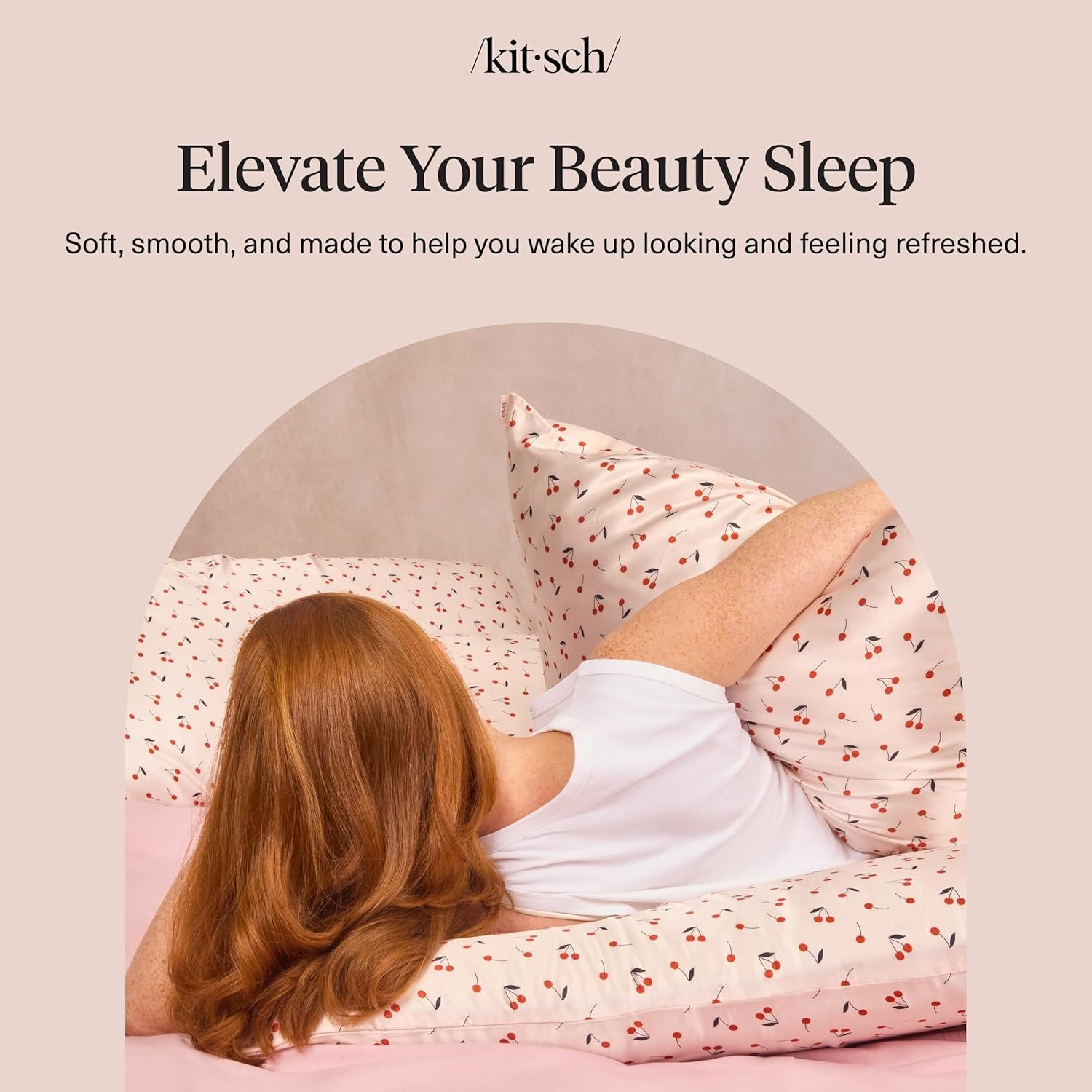 Kitsch Satin Pillowcase with Zipper for Hair & Skin - Softer Than Silk Pillow Cases, Smooth Cooling Satin Pillow Case, Wrinkle-Free, Machine Washable, Pillow Cases Standard Size 19x26 - Cherry Print - Image 9
