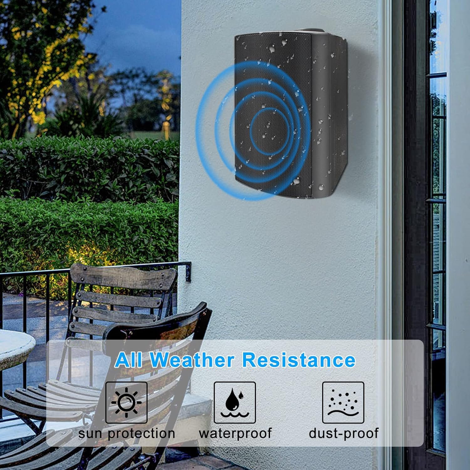 Herdio 5.25 Inches 600 Watts Passive Indoor Outdoor Speakers Wired Waterproof,Wall Mount Speakers with Loud Volume Suitable for Patio,Garden Home Theater,Black (2 Pairs) - Image 4