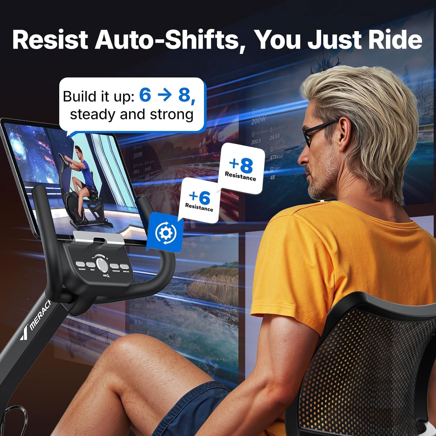 MERACH Recumbent Exercise Bikes for home, Light Commercial High-end Recumbent Bike for Seniors Adults, Magnetic Recumbent Exercise Bike with Smart Bluetooth and Exclusive App, LCD, Heart Rate Handle - Image 3
