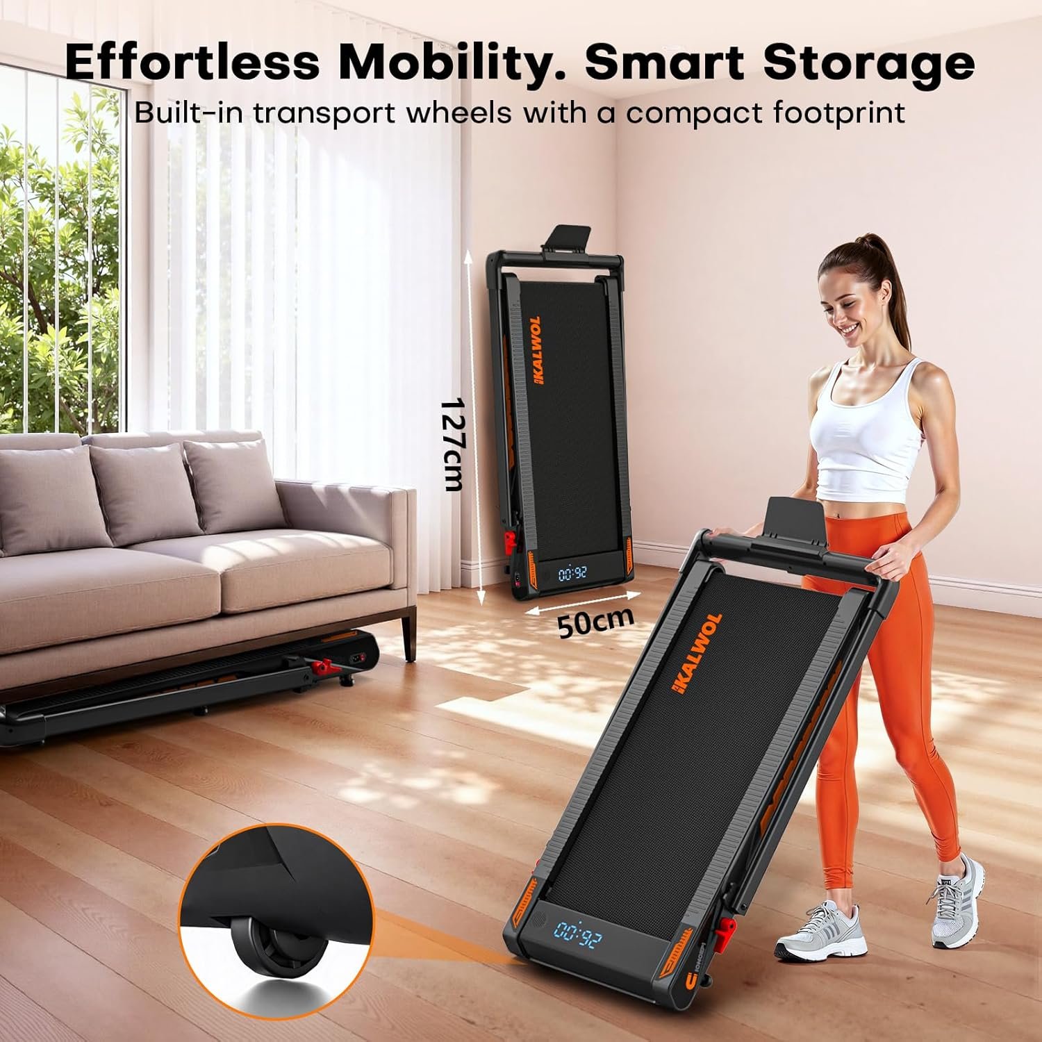 Treadmill with Speaker, 6-in-1 7.5MPH Foldable Treadmill for Home with App Compatible, Walking Pad with 10% Incline, LED Display, 3.0HP Brushless Drive, 350 LB Weight Capacity, 12 HIIT Programs - Image 9