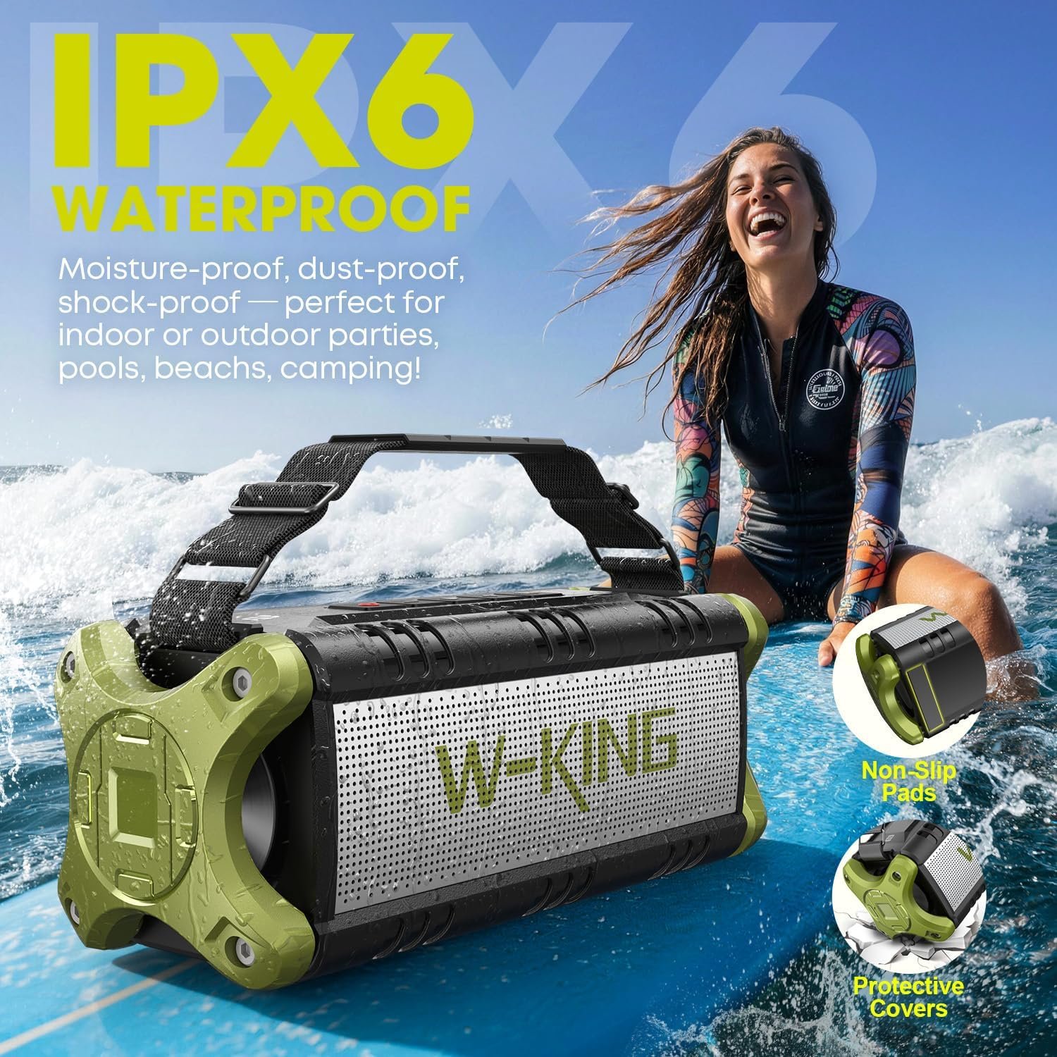 Portable Speakers Bluetooth Wireless, 90W Max Loud Outdoor Speaker with 50W Deep Bass, Boombox Sound, IPX6 Waterproof, 40H, EQ, Dual Pairing, Subwoofer *2, TF, Large Speaker for Beach/Garage/Jobsite - Image 3