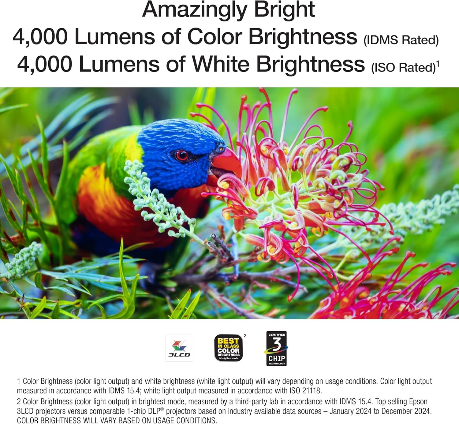 Epson Home Cinema 980 3-Chip 3LCD 1080p Projector 4,000 Lumens Color and White Brightness, Streaming/Gaming/ Media Room, Built-In Speaker, Auto Picture Skew, 16000:1 Contrast, 2 HDMI Ports - Image 3