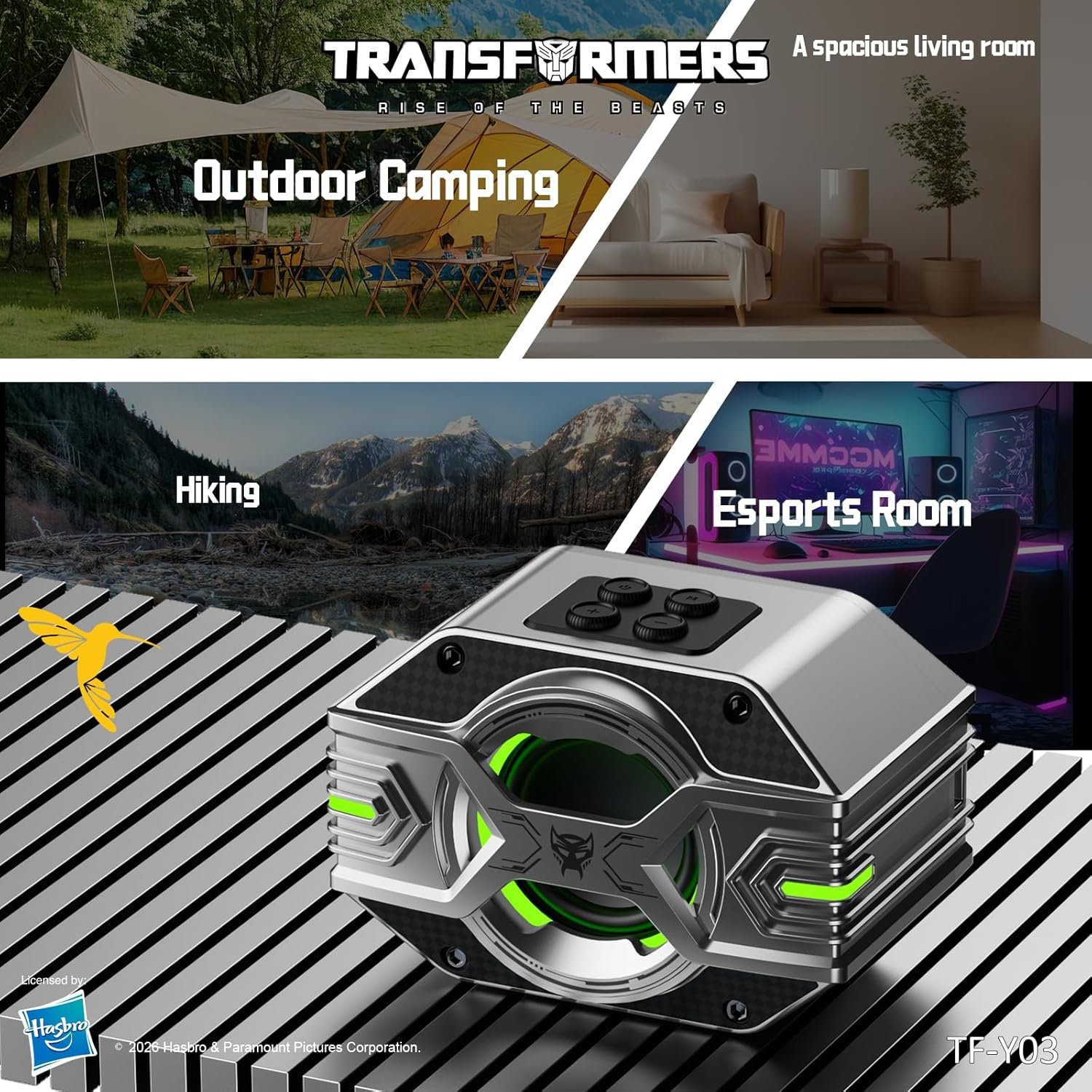 Transformers TF-Y03 CoreBlock Design Bluetooth TWS Speaker 5W Portable Wireless IPX5 Waterproof, 5H Playtime, 1200mAh, Deep Bass, Stereo Pairing, Built-in Mic, AUX/TF Card (Optimus Primal Gray) - Image 6